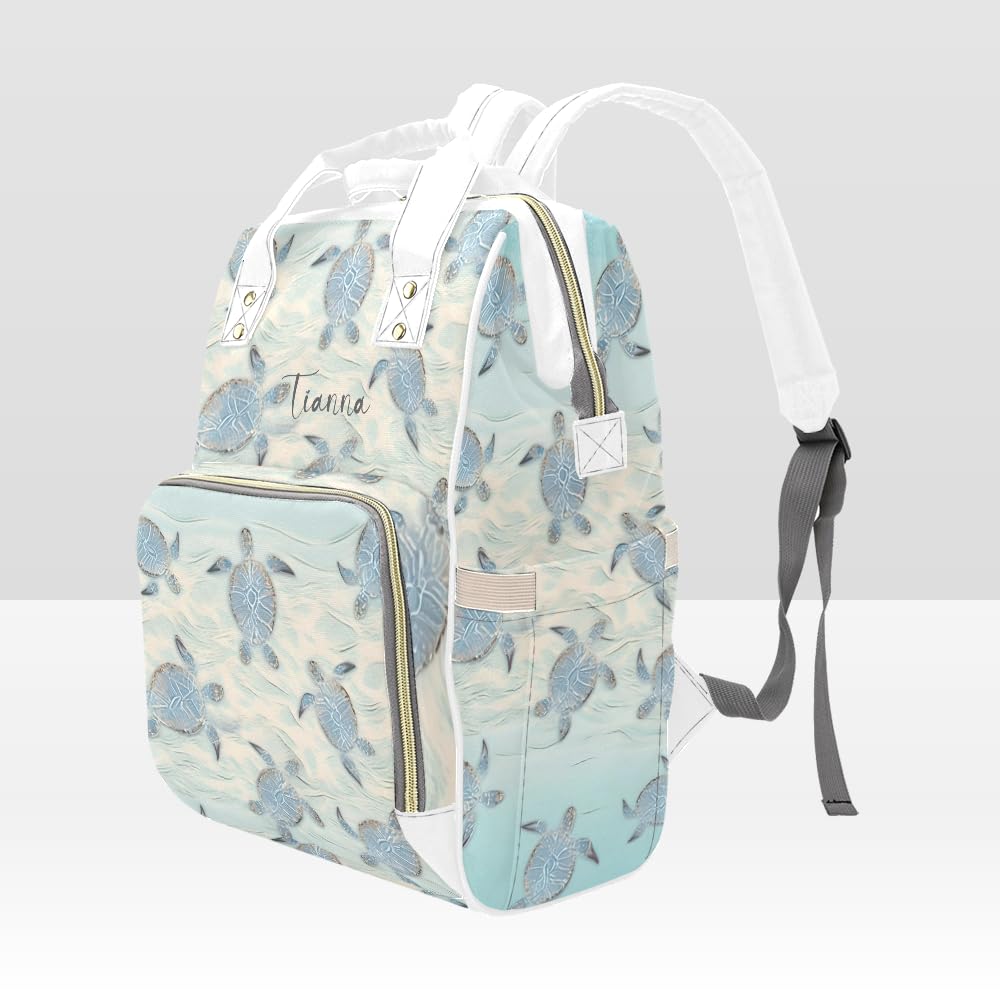 Waterproof Sea Turtle Diaper Backpack - Personalized Baby Bag for Moms, Nursing Tote with Name, Cute Nappy Organizer for Women | Perfect for Travel, Hospital Visits & Daily Baby Care Essentials