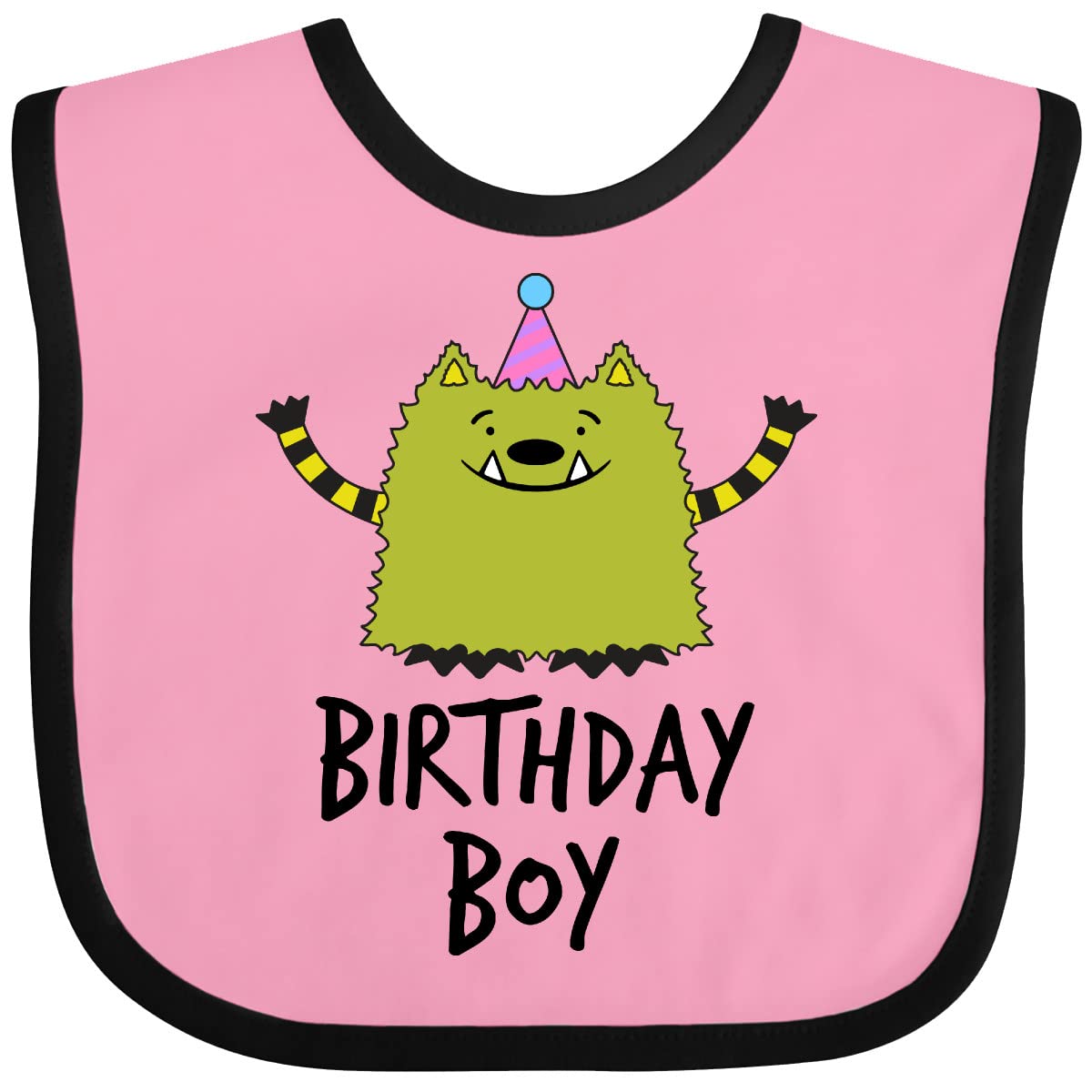 Inktastic Whatif Monster Birthday Boy Baby Bib - Cute & Soft Cotton Bib for Boys - Perfect for 1st Birthday, Baby Showers & Daily Feeding