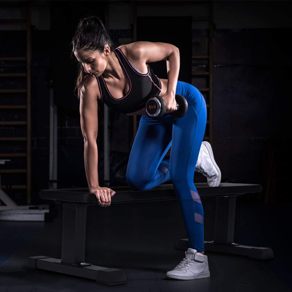 HolaHatha Steel Frame 600 Lbs Capacity Foam Padded Flat Weight Bench - Heavy Duty Home Gym Equipment for Strength Training & Full Body Workouts | Perfect for Home Fitness, Weightlifting & Muscle Building