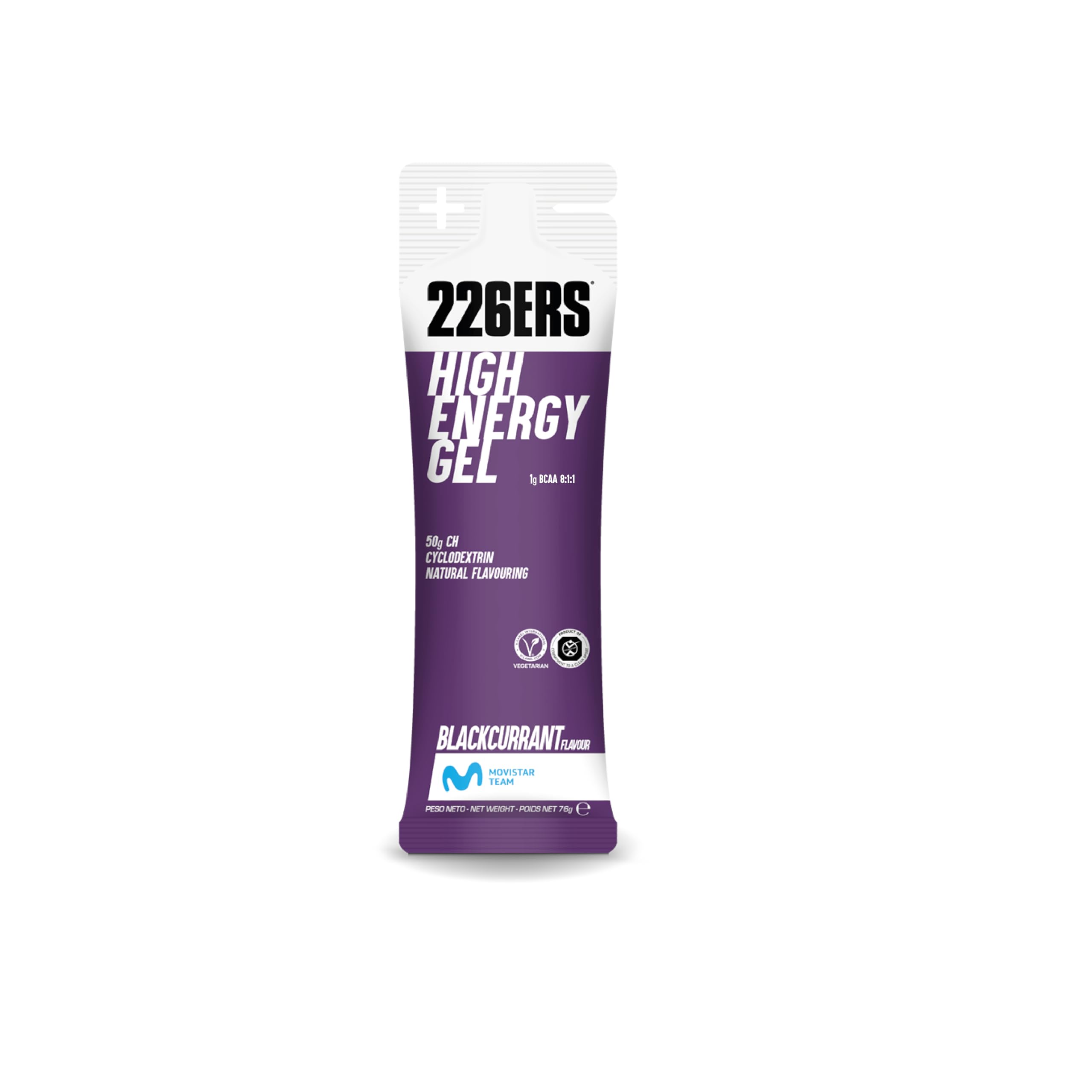 226ERS High Energy Gels with 50g Cyclodextrin for Endurance Athletes - Vegan Sports Nutrition Gel with Fast-Absorbing Carbs, Doping-Free Energy Boost, Blackcurrant Flavor (24 Pack) - Ideal for Marathon Running, Cycling & Triathlon Training