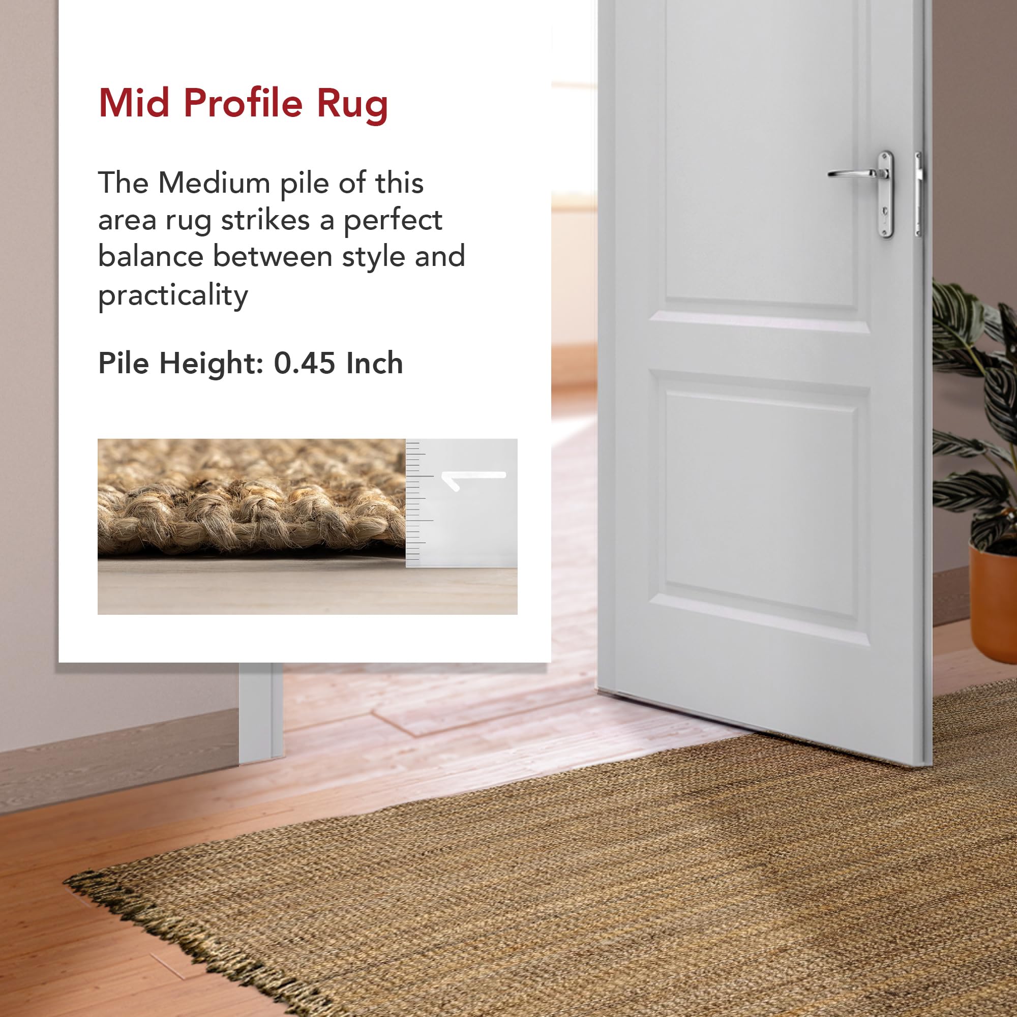nuLOOM 8'x8' Square Daniela Jute Tassel Hand Woven Area Rug - Natural Chunky Farmhouse Design, Eco-Friendly Natural Fiber for Bedroom, Dining Room, Living Room, Hallway, Office & Entryway | Perfect for Boho, Coastal & Rustic Home Decor