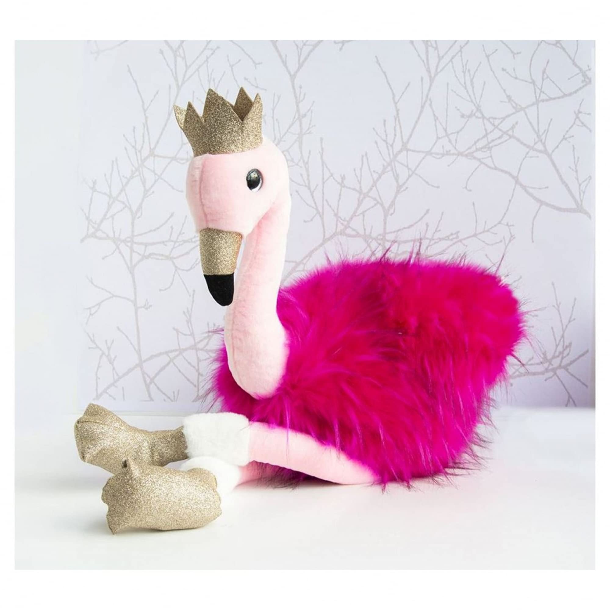 Flamingo Pink Plush Teddy Bear - Medium Size Stuffed Animal for Kids, Gifts & Nursery Decor