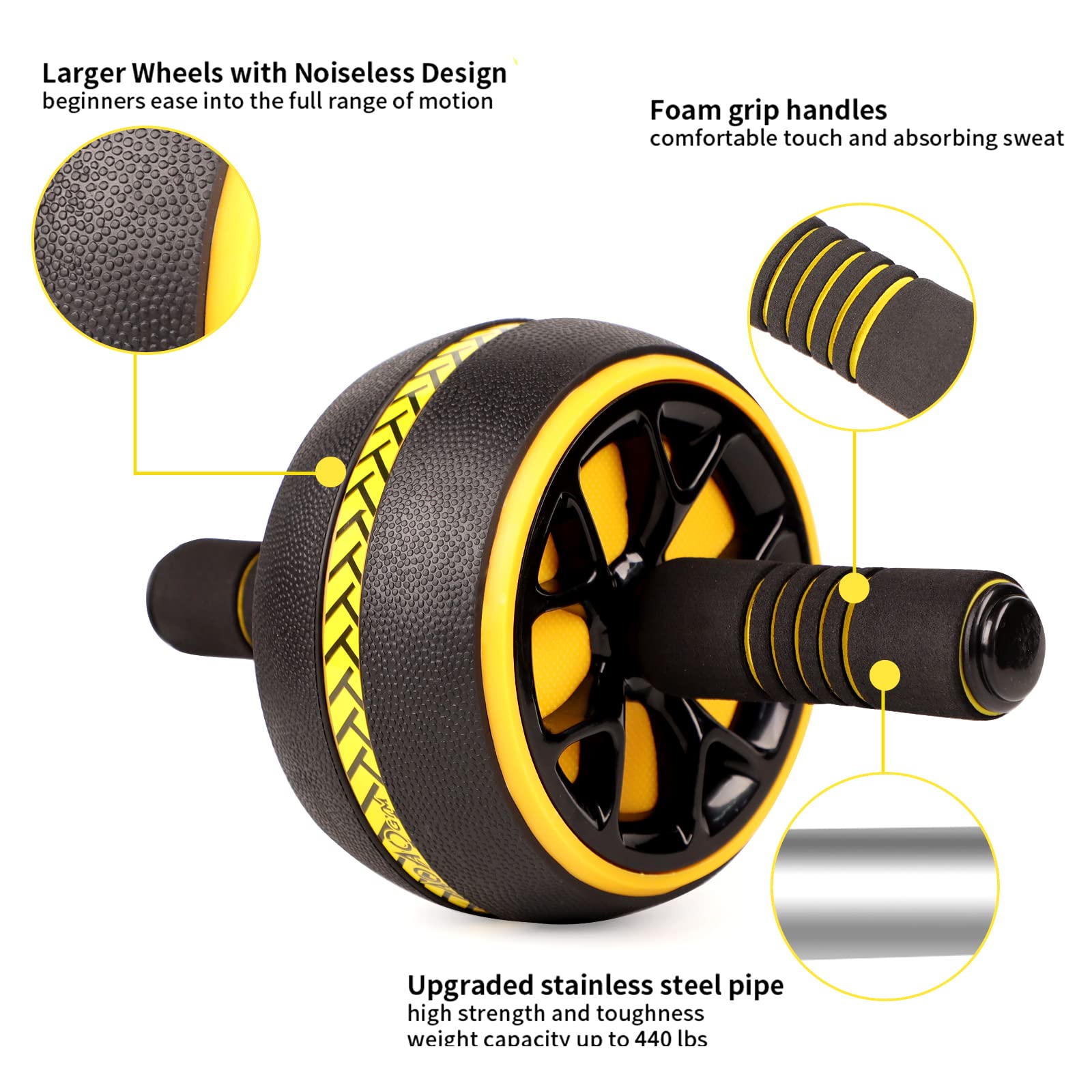 Premium Ab Roller Wheel for Core Workouts - Home Gym Equipment with Thick Knee Pad - Perfect for Home Fitness, Strength Training & Six Pack Abs Exercises