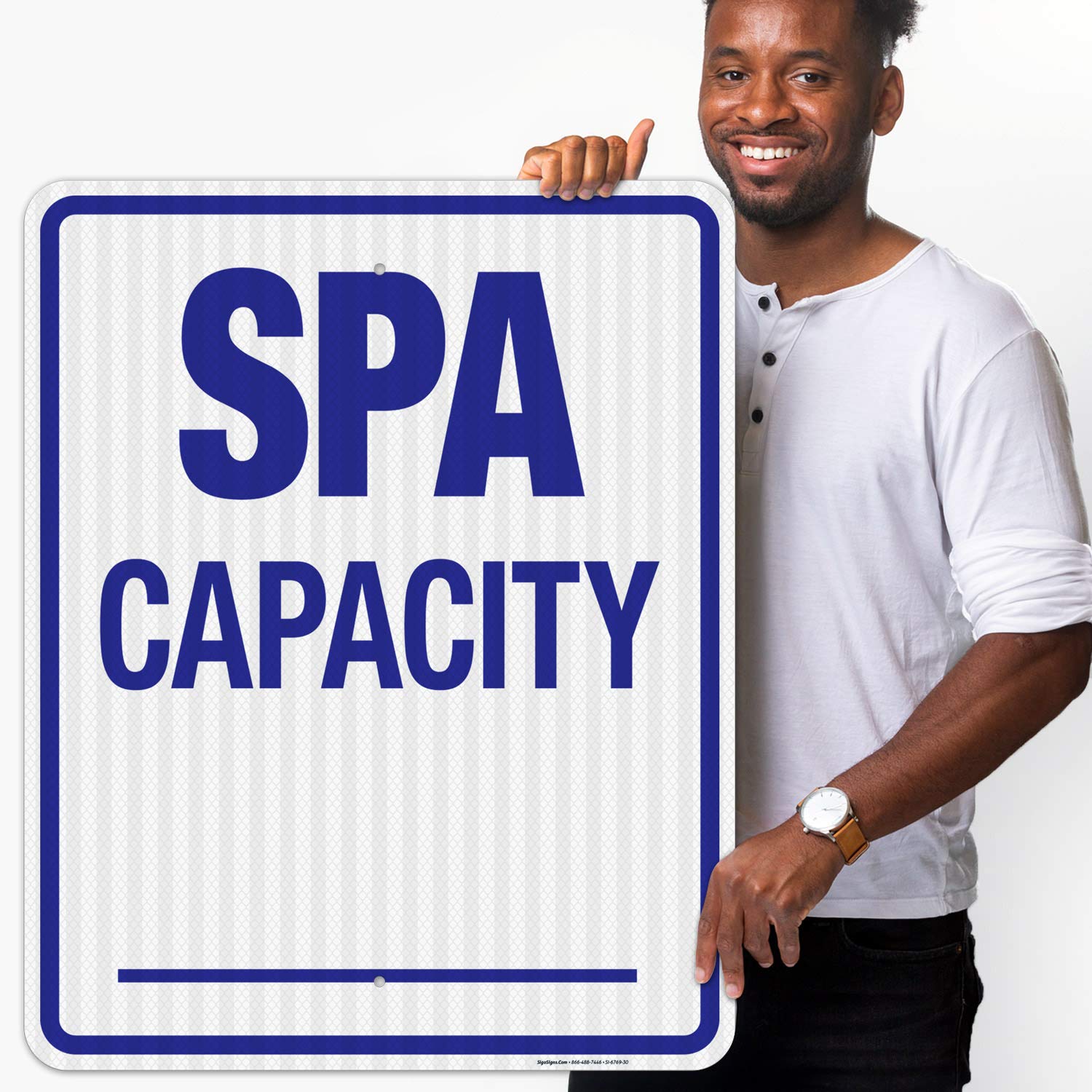3M EGP Reflective Aluminum Spa Capacity Sign - 24x30 Inches, Fade Resistant, Indoor/Outdoor Use - Made in USA | Perfect for Pool Areas, Spas, and Public Facilities