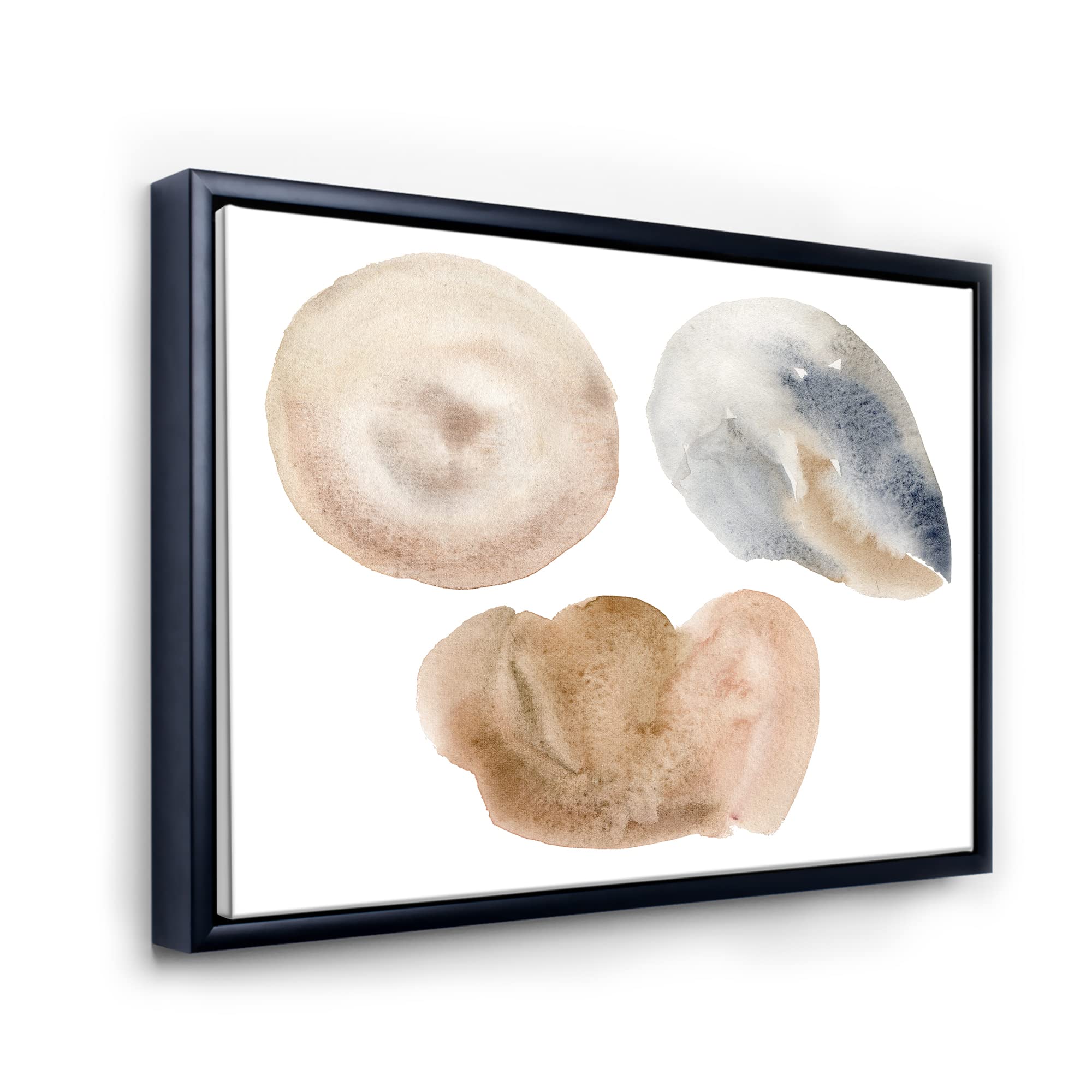 Abstract Blue & Beige Circle Spot Modern Framed Canvas Wall Art Print - Holiday Decor Set for Living Room, Bedroom & Office | DesignQ Home Decor