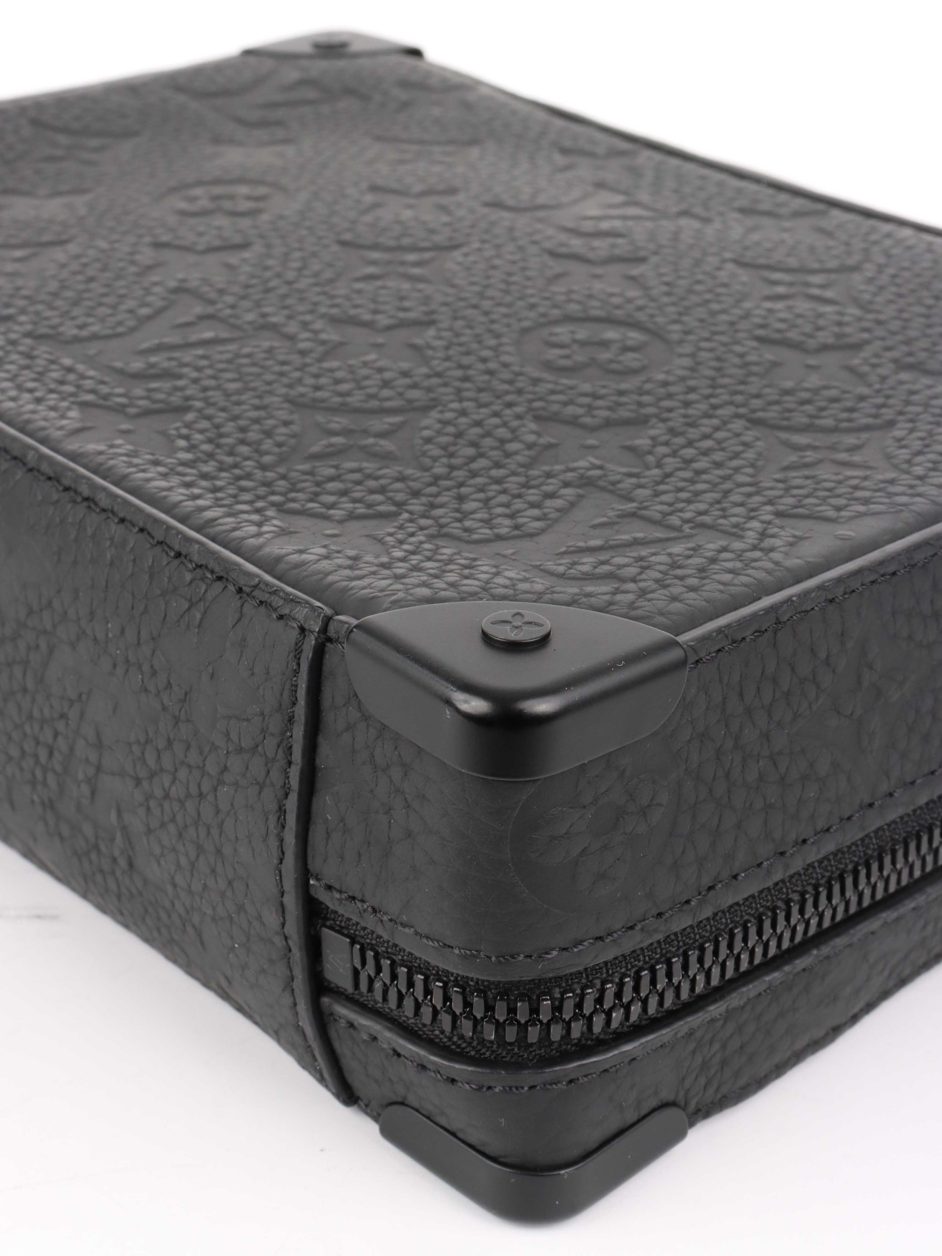Louis Vuitton Black Leather Soft Trunk Bag with Handle - Stylish Crossbody Purse for Women, Perfect for Travel, Work & Everyday Use