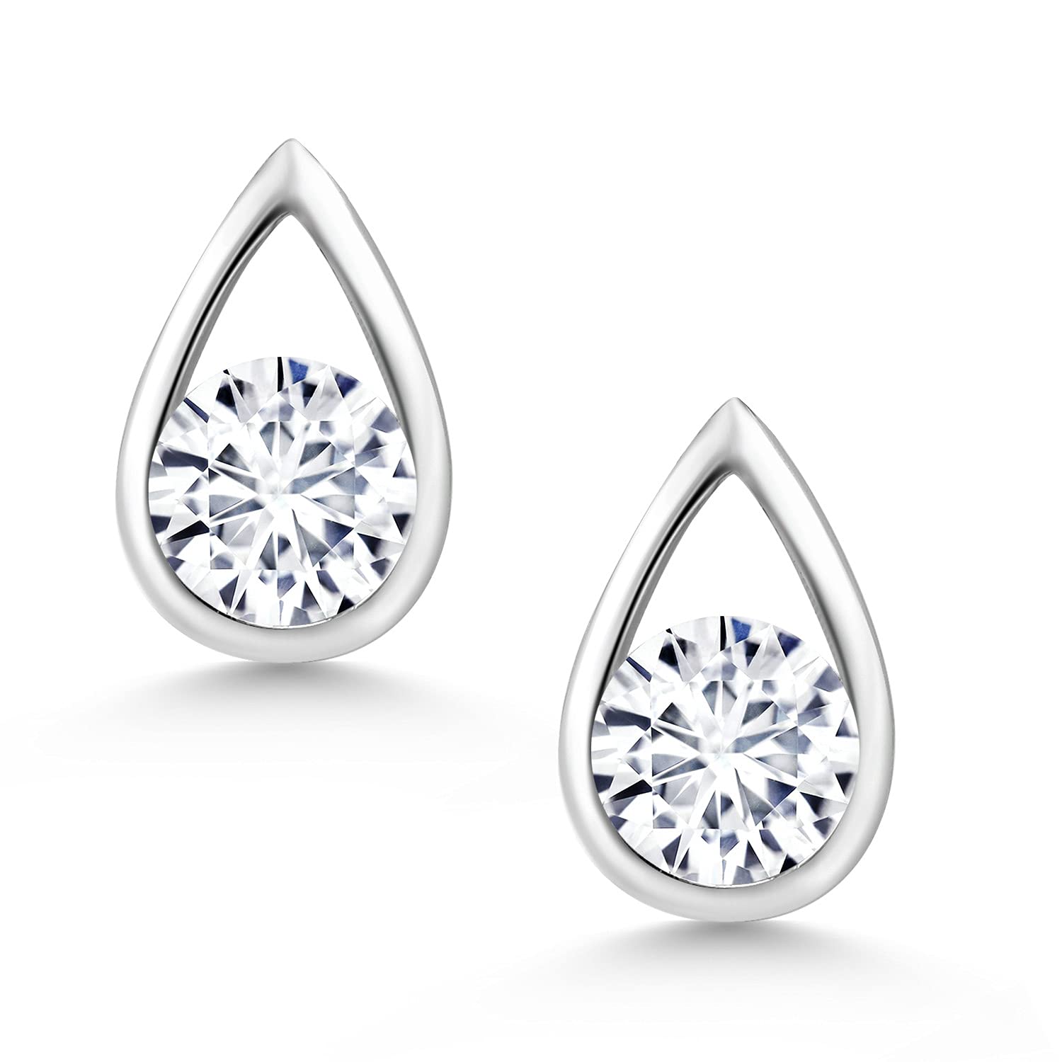 Gem Stone King Teardrop Stud Earrings for Women & Men - 925 Sterling Silver 5MM Round Gemstone Birthstone Jewelry - Perfect Gift for Mom, Wife, Her | Elegant Everyday Wear & Special Occasion Gifts