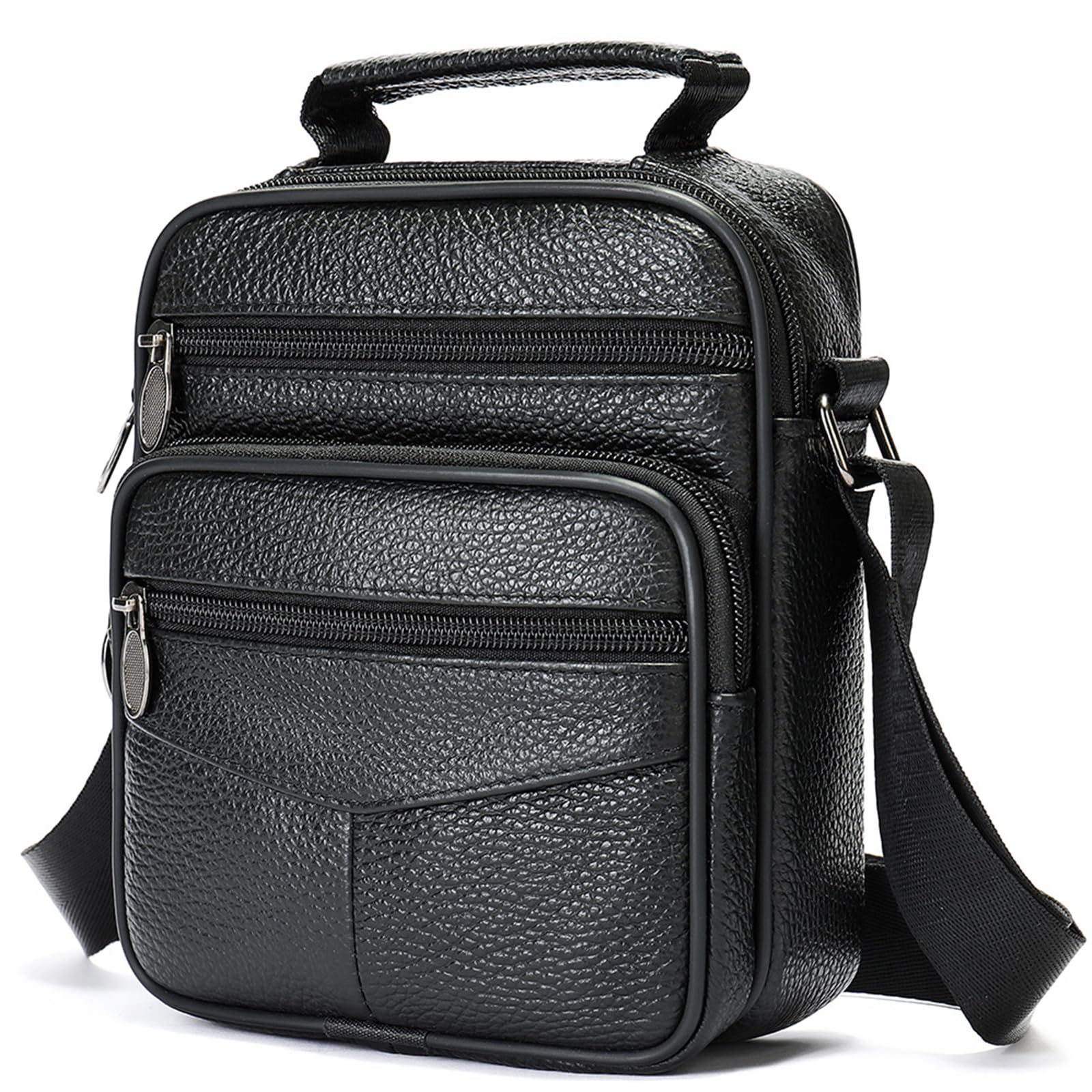 Genuine Leather Messenger Bag for Men & Women - Adjustable Crossbody Shoulder Bag for Work & Business - Stylish & Durable (Black) | Perfect for Office, Travel & Everyday Use