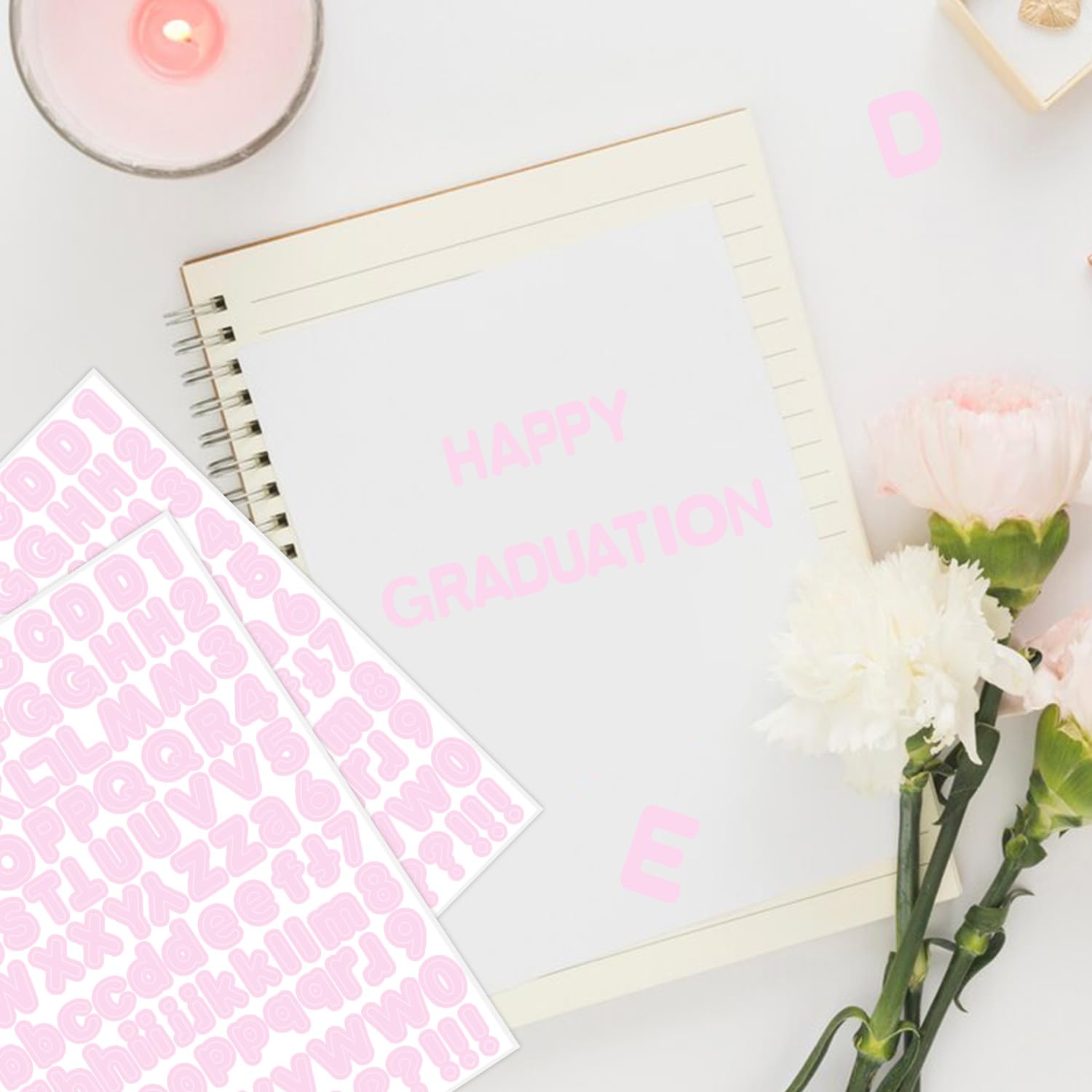 Pink Alphabet Letter Stickers - 1/2 Inch Self-Adhesive Vinyl Letters, Numbers for Mailbox, Bulletin Boards, Classroom & Home Decor - 10 Sheets Pack - Perfect for DIY Crafts, Scrapbooking, and Organization Projects