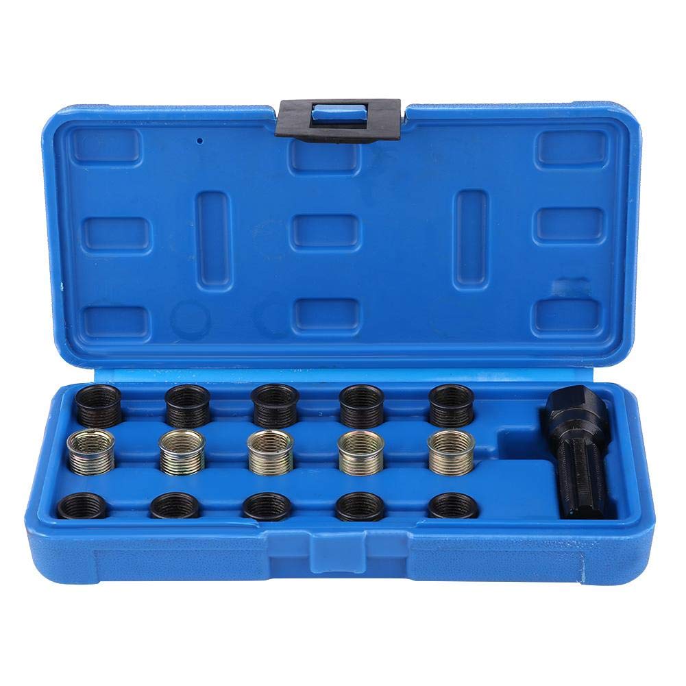 Aramox 16Pcs Spark Plug Thread Repair Kit - 14mm x 1.25 M16 Tap with Portable Case - Professional Automotive Engine Repair Tool for Cars, Trucks & Motorcycles