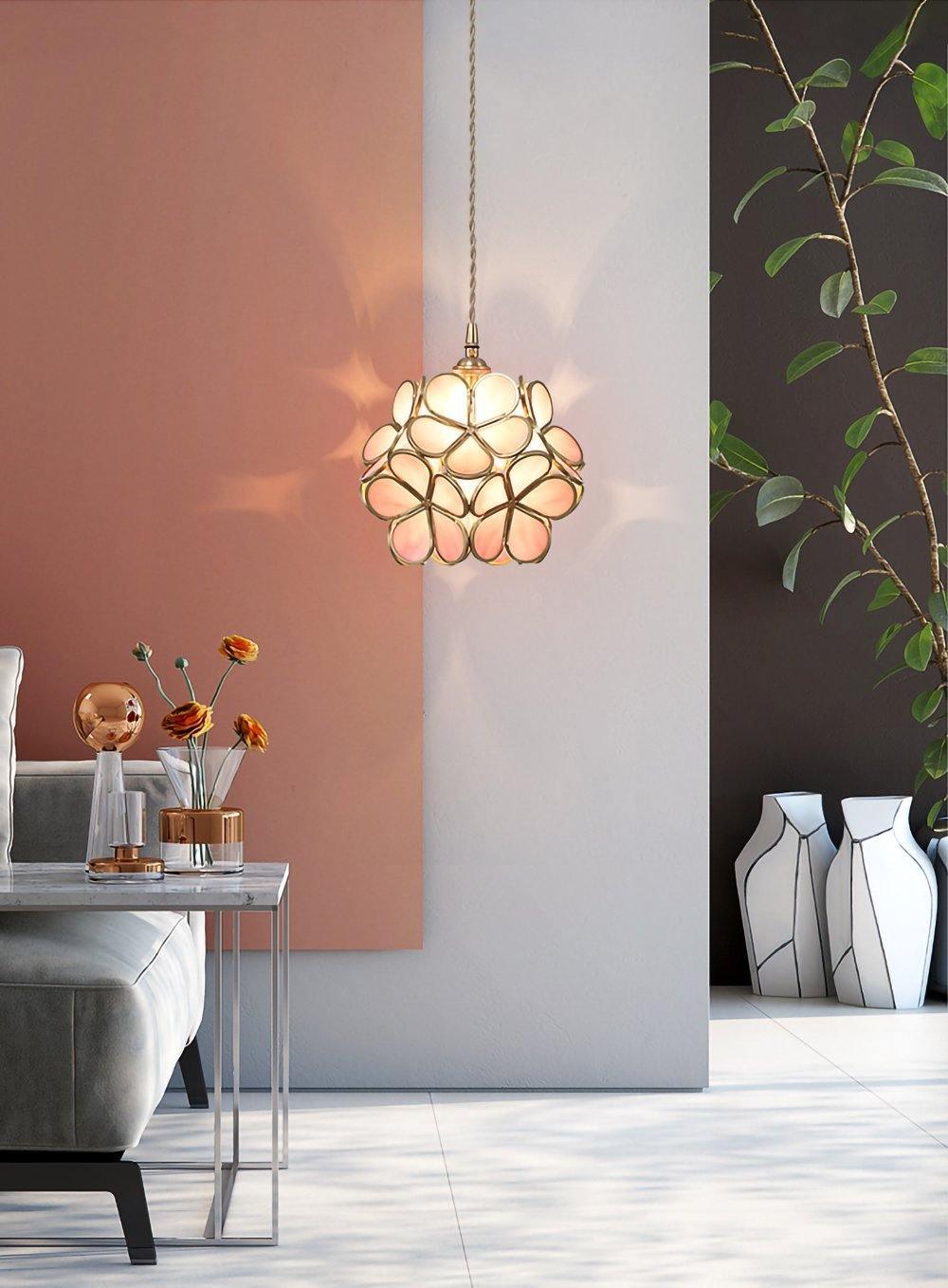 Modern Glass Petal Pendant Light - Elegant Floral Ceiling Lighting Fixture for Dining Room, Kitchen Island & Bedroom Decor