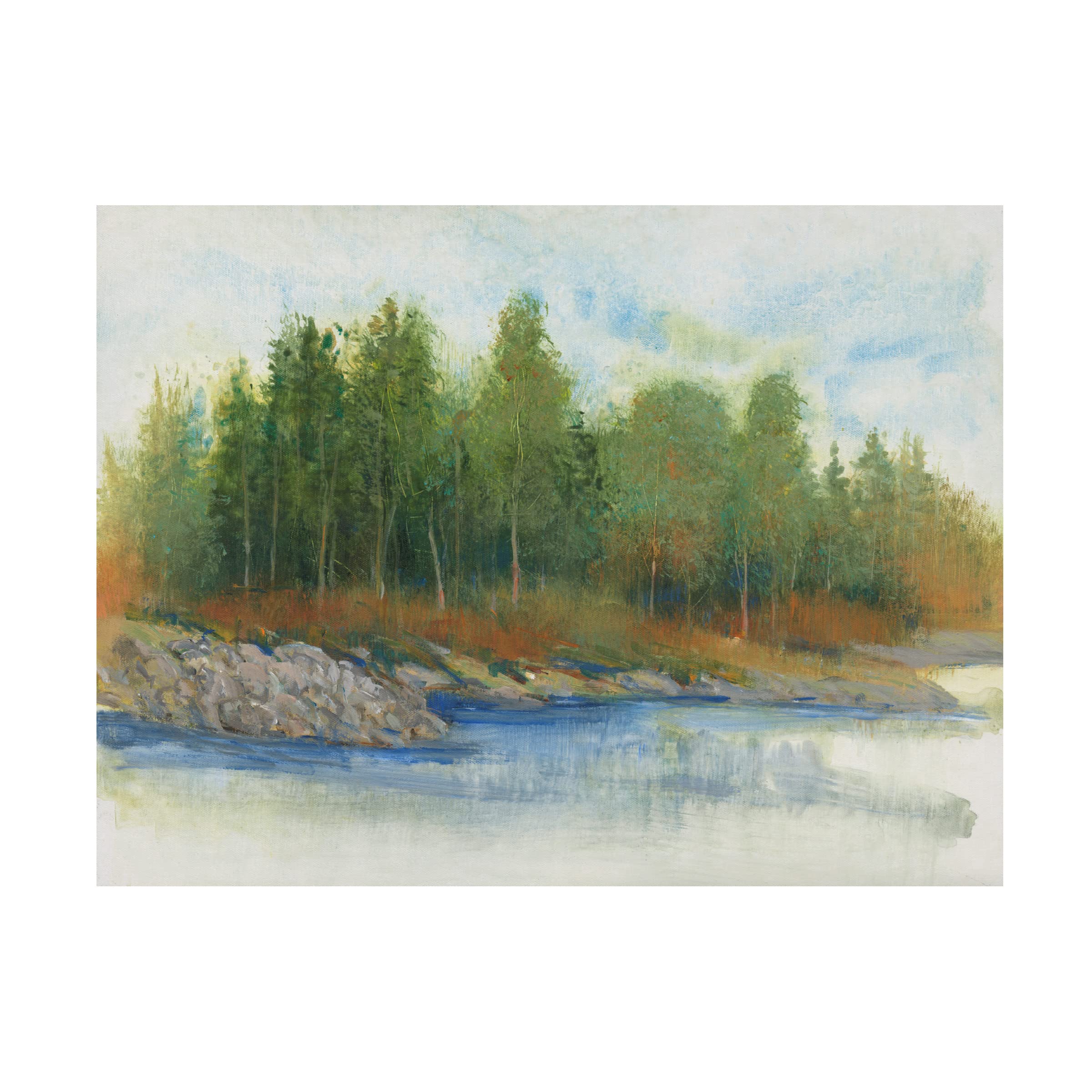 Trademark Fine Art 'From the Banks I' Canvas Wall Art by Tim O'Toole - Stunning Landscape Painting for Living Room, Bedroom & Office Decor