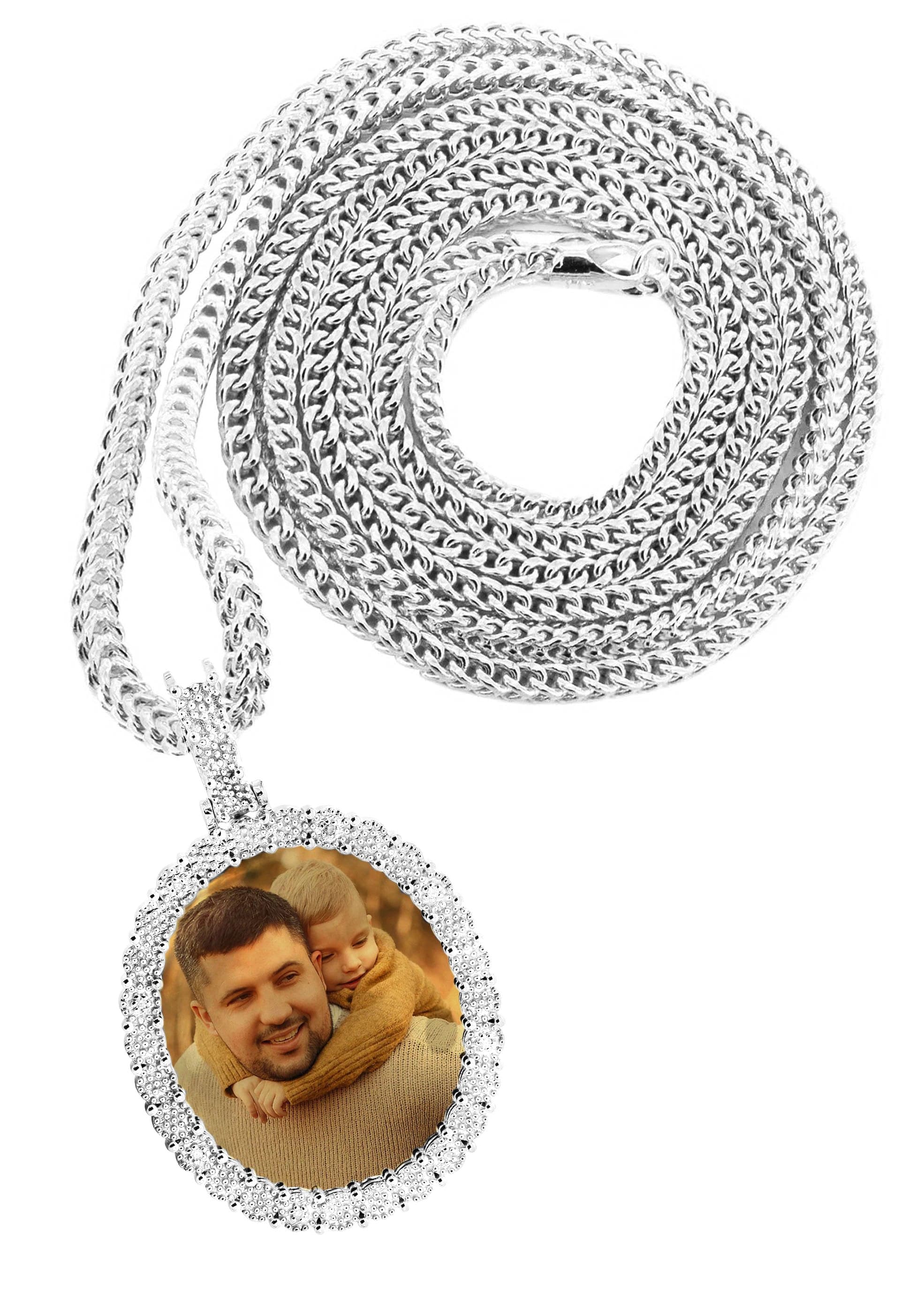 10K White Gold Round Diamond Cuban Link Pendant Necklace for Women - 21 Grams | Elegant Layered Jewelry for Everyday Wear & Special Occasions