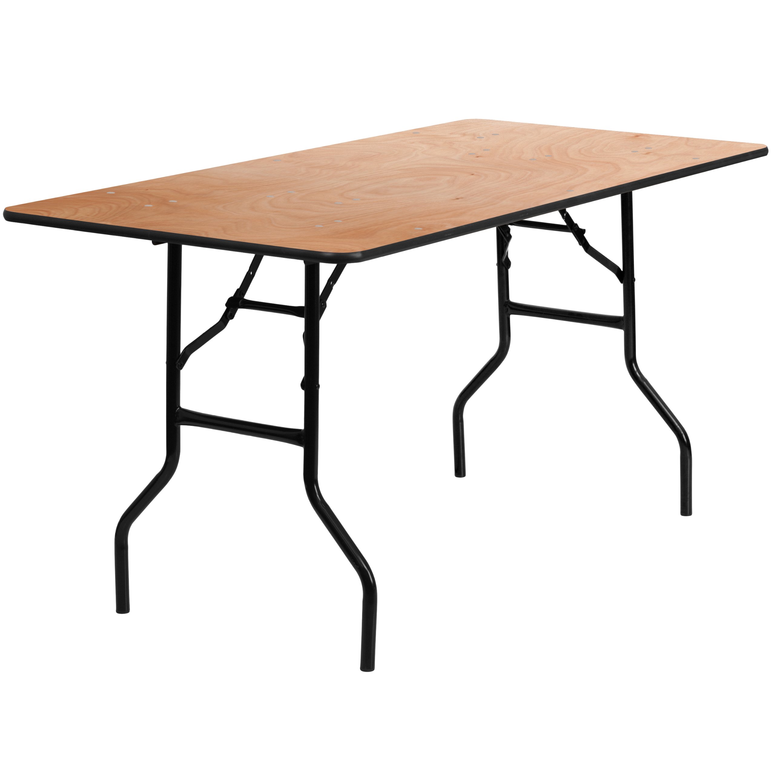 Flash Furniture Gael 5-Foot Rectangular Wood Folding Banquet Table with Clear Coated Finish - Perfect for Events, Parties, and Home Use