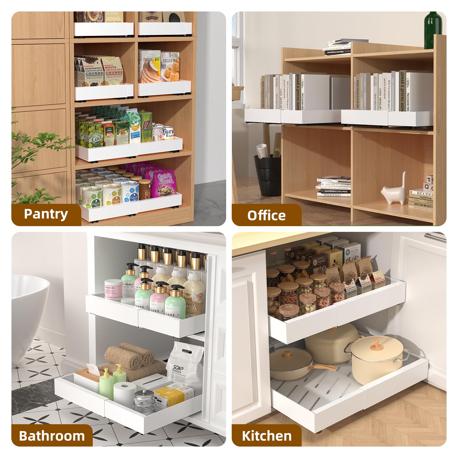 1PCS Heavy Duty Pull Out Drawers for Kitchen Cabinets - Expandable (12.2