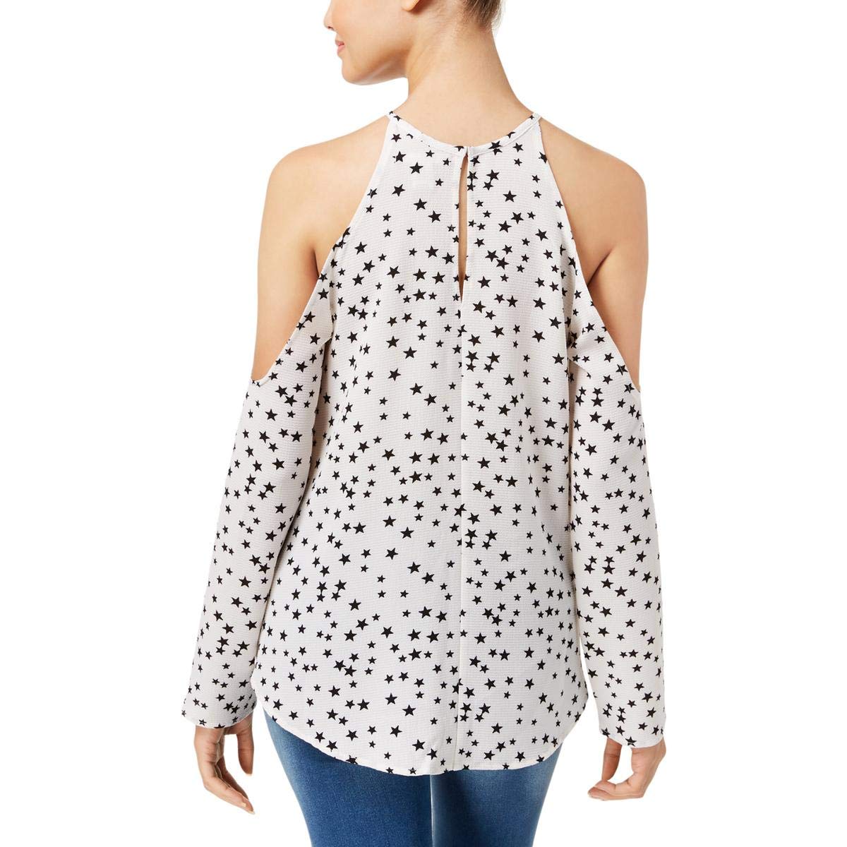 Seven Sisters Women's Cold Shoulder Keyhole Pullover Top - White M for Summer Outings