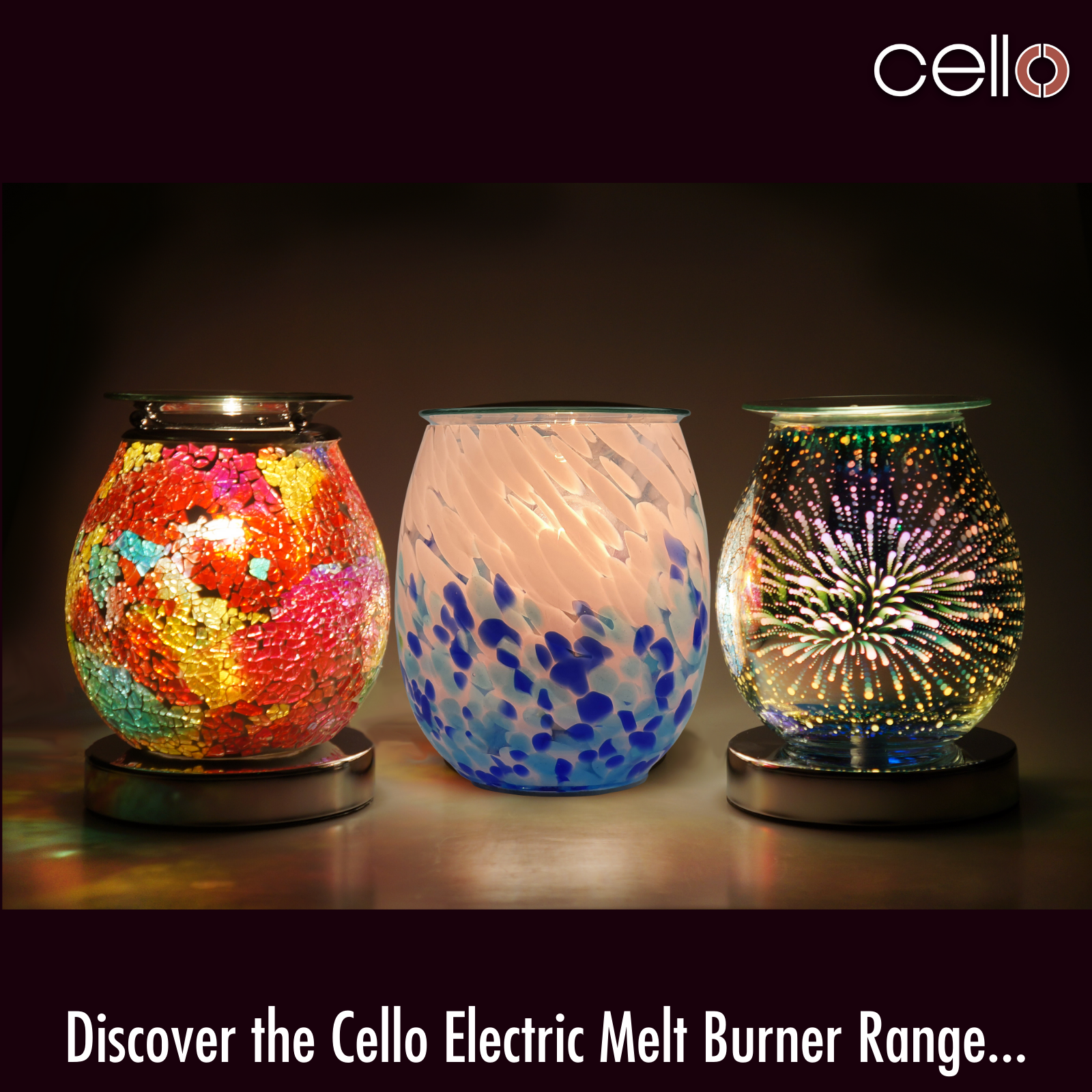 Premium Cello Electric Wax Warmer - Handcrafted Art Glass with Crashing Waves Design for Home Aromatherapy & Relaxation | Perfect for Living Room, Bedroom, Spa & Office Decor