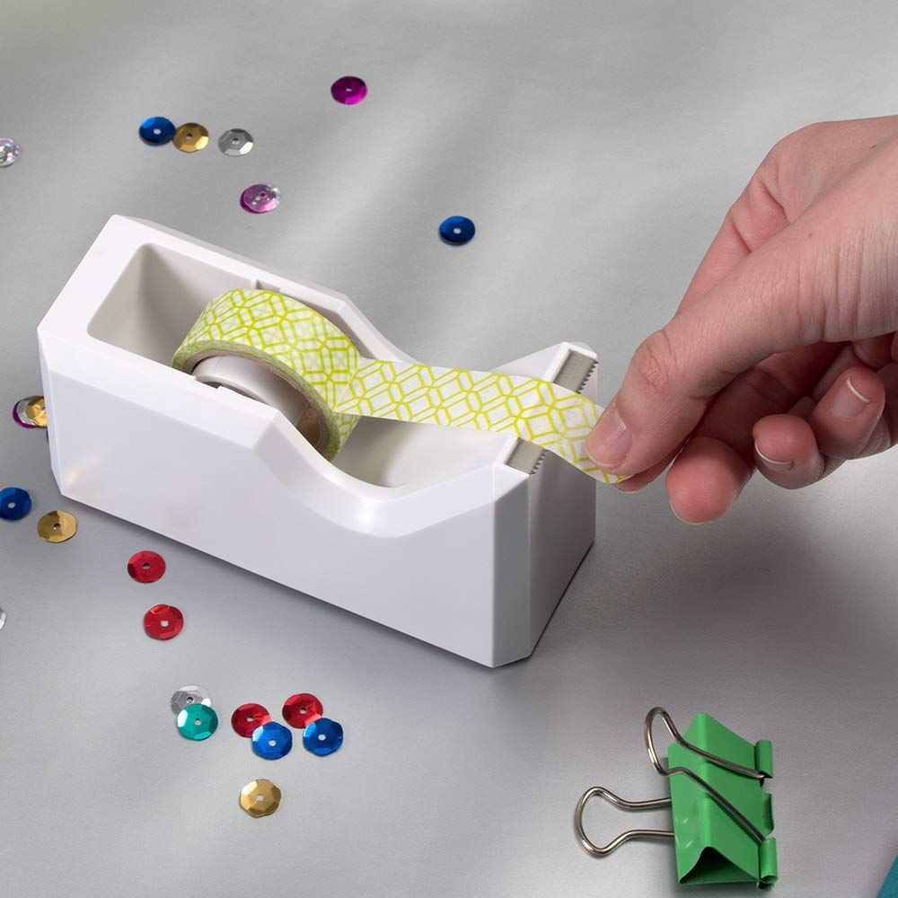 Colorful White Desk Tape Dispenser for Office & School Use - JAM PAPER Single Tape Holder for Crafting, Wrapping & Organization