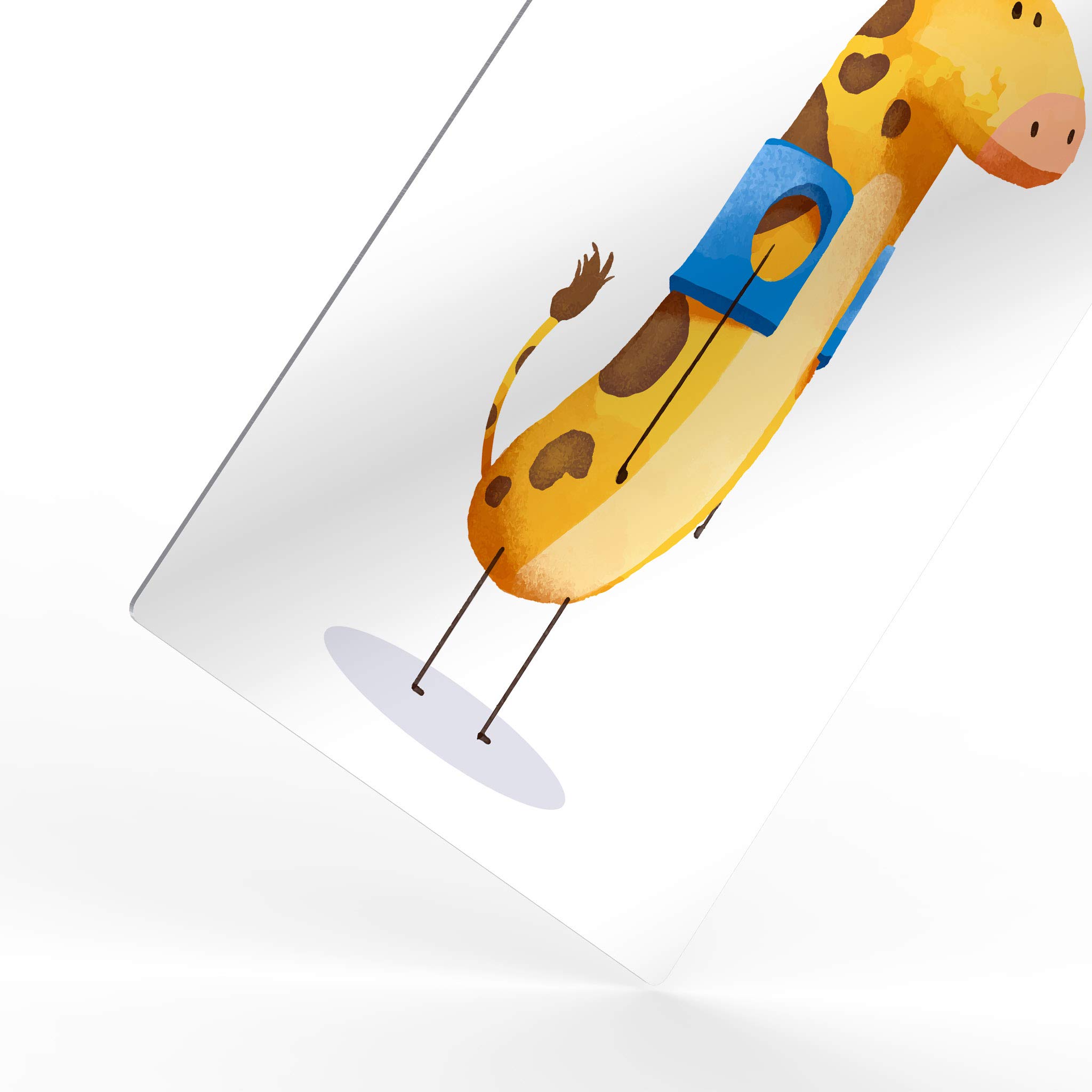 Handmade Giraffe Metal Wall Art for Nursery - White Background Animal Painting - 30x20 Inches Ready to Hang Decor for Baby Girl & Boy Rooms - USA Made - Perfect for Kids Bedroom, Playroom & Gender Neutral Nursery Decor