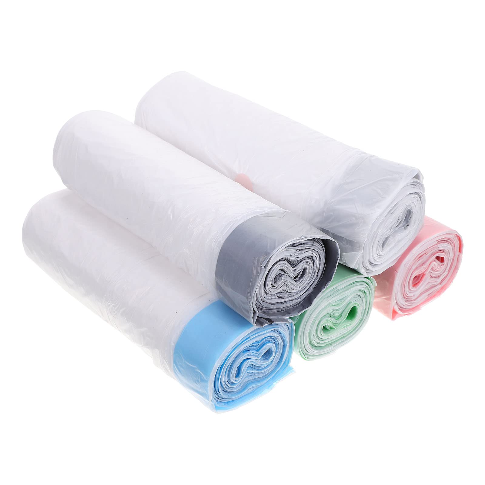 POPETPOP 5 Rolls Portable Trash Bags with Drawstring - Thickened Leak-Proof Garbage Bags for Kitchen, Camping, Car & Outdoor Waste Disposal