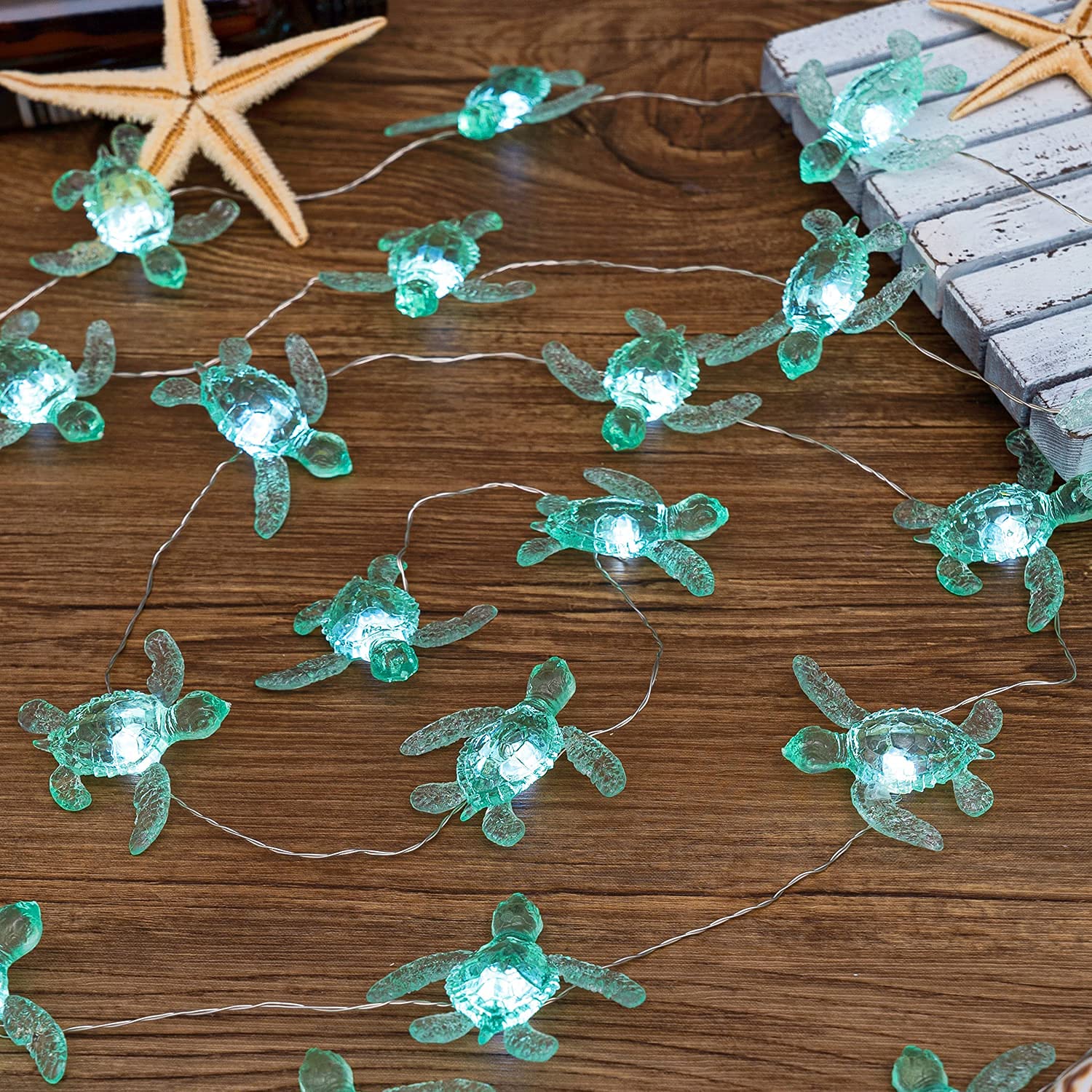 Turtle String Lights - 10ft 30 LED USB Powered Remote Control Beach Theme Decor for Christmas, Bathroom, Bedroom, Camping, Wedding & Birthday Party | Perfect for Coastal Home Decor, Outdoor Camping Ambiance and Festive Celebrations