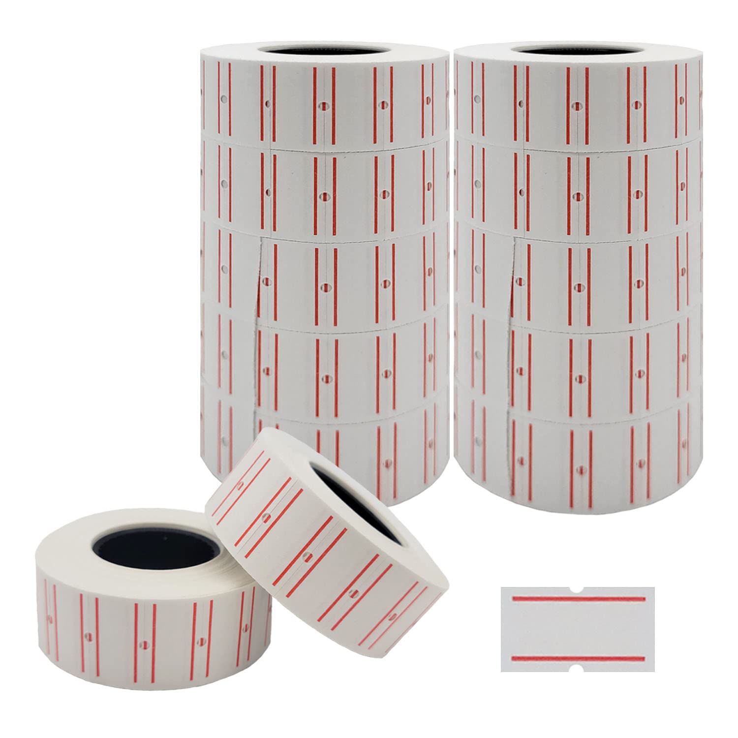 Motex Double Red Line Labels - 10,000 White Blank Price & Date Gun Labels for MX-5500 & Perco Guns | Perfect for Retail Pricing, Inventory Management & Warehouse Organization