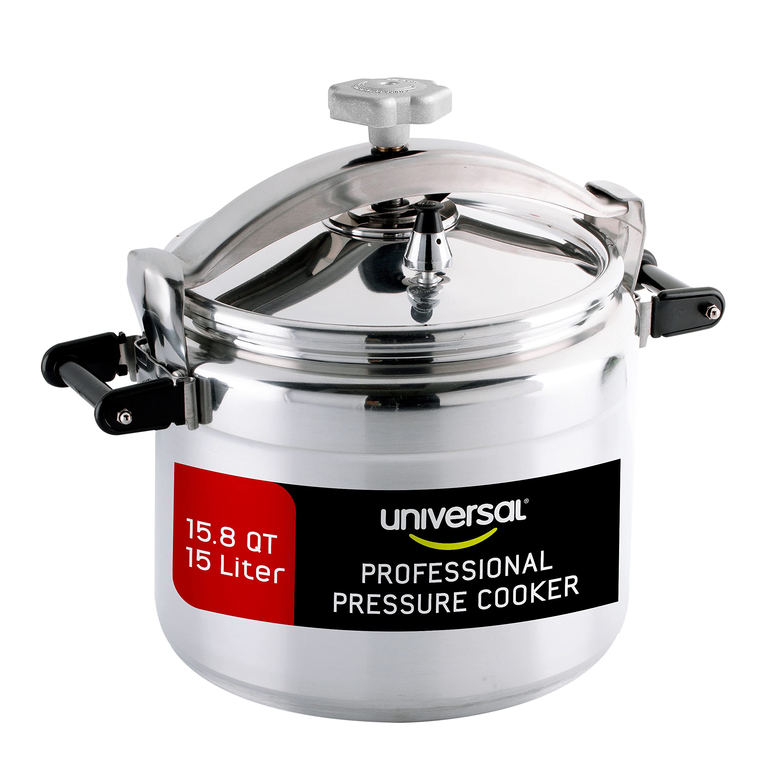 15.8-Quart Commercial-Grade Aluminum Pressure Cooker - Heavy Duty Universal Large Capacity Cookware with Safety Valve & Reinforced Handles - Perfect for Restaurants, Catering & Bulk Meal Prep