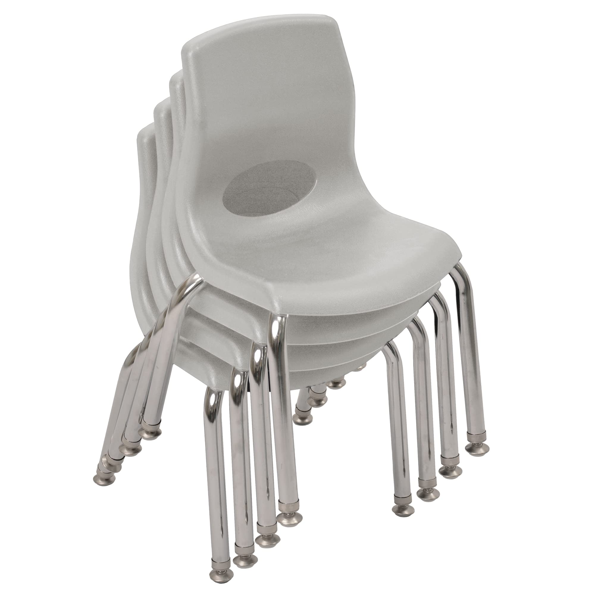 Children’s Factory MyPosture 10 Inch Height Adjustable Chairs - 4 Pack Gray with Chrome Legs (AB8010GYC4) - Ergonomic Kids Chairs for Preschool, Daycare & Classroom - Perfect for Toddler Desk Seating, Flexible Learning Spaces & Small Group Activities