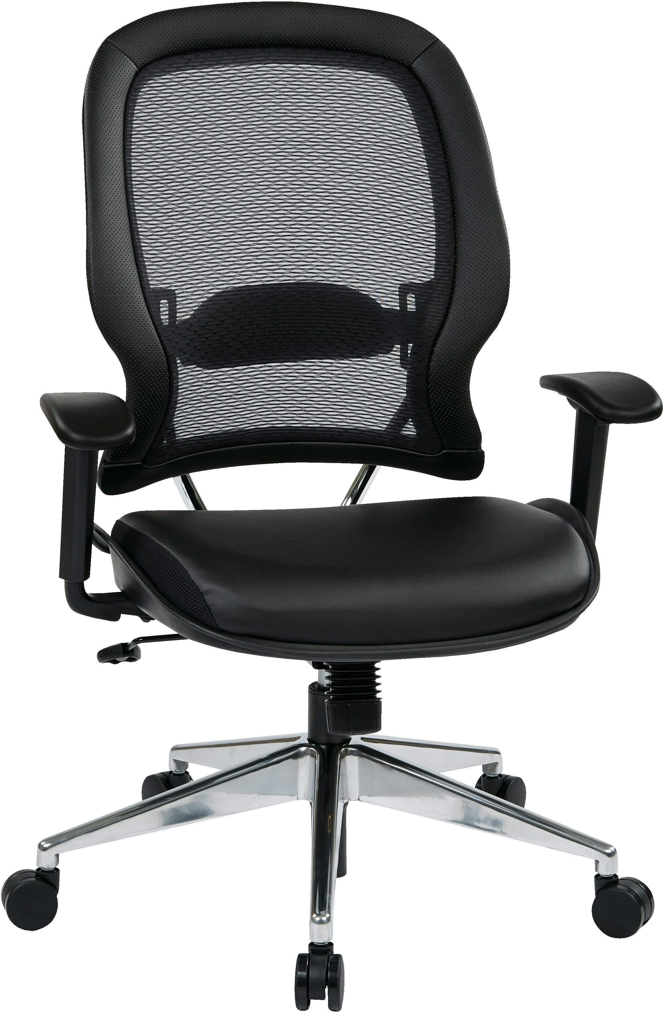 Space Seating® Professional Air Grid® Ergonomic Office Chair with Bonded Leather Seat - Adjustable Lumbar Support for Home & Office Workspace [335 E37P918P]