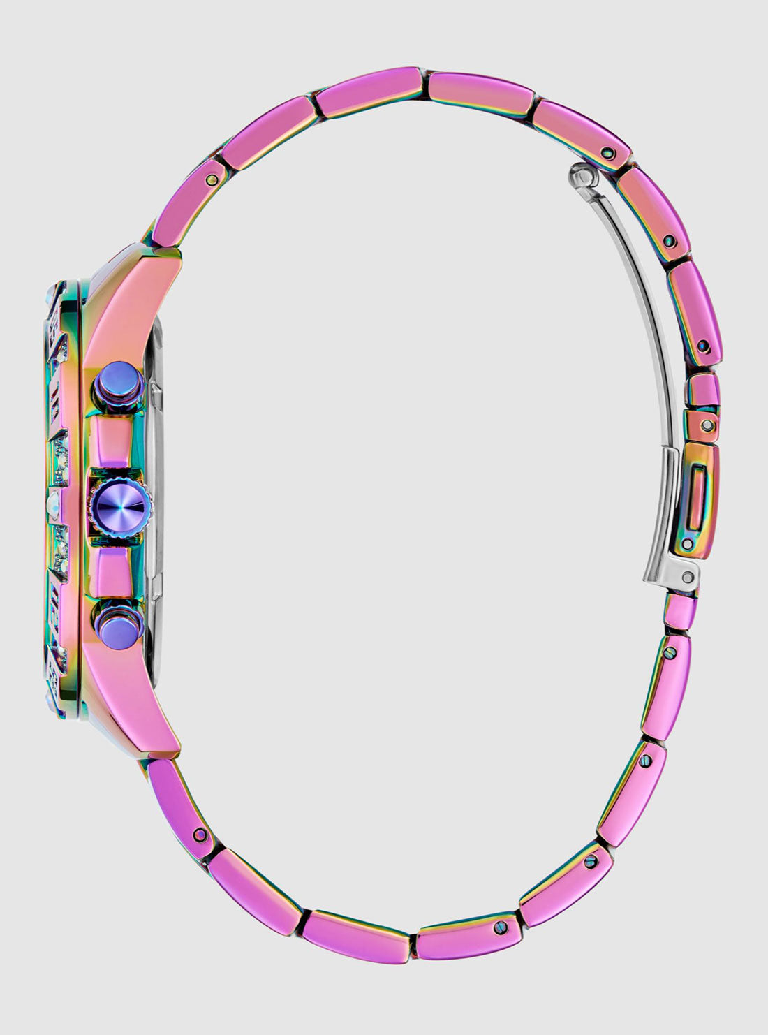 Iridescent Majesty Link Watch - Elegant Stainless Steel Women's Wristwatch for Formal Events & Everyday Wear