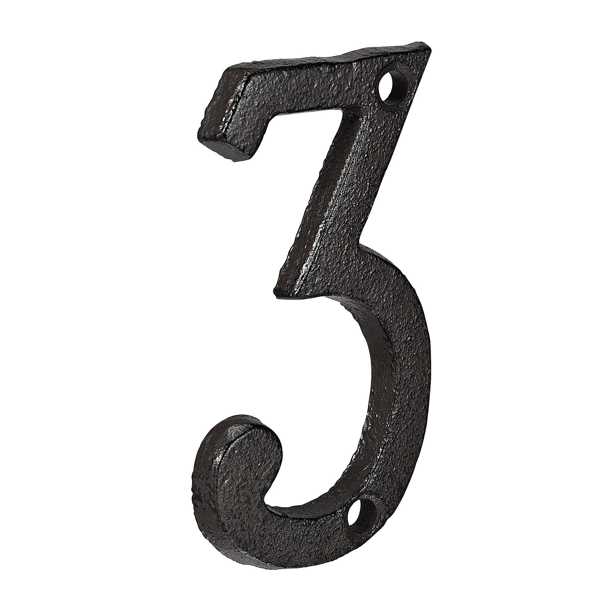 3 Inch Cast Iron House Number 3 - Durable Address Sign for Home, Hotel & Mailbox - Perfect for Front Door, Porch, Gate & Property Identification