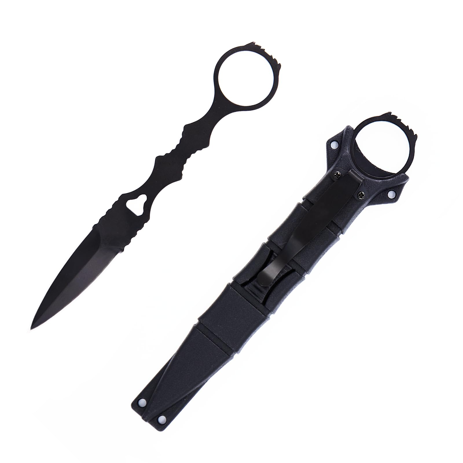 440C Stainless Steel Fixed Blade Knife with Kydex Sheath - Portable Camping & Outdoor Survival Knife (Black) - Perfect for Hunting, Bushcraft, and Emergency Preparedness