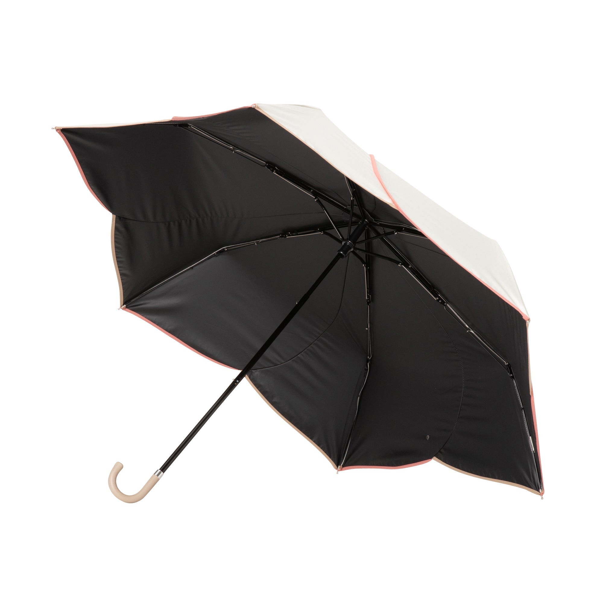 Compact Bicolor Piping Umbrella - White & Black Windproof Travel Umbrella for Men & Women, Perfect for Rainy Days, Commuting, and Outdoor Activities