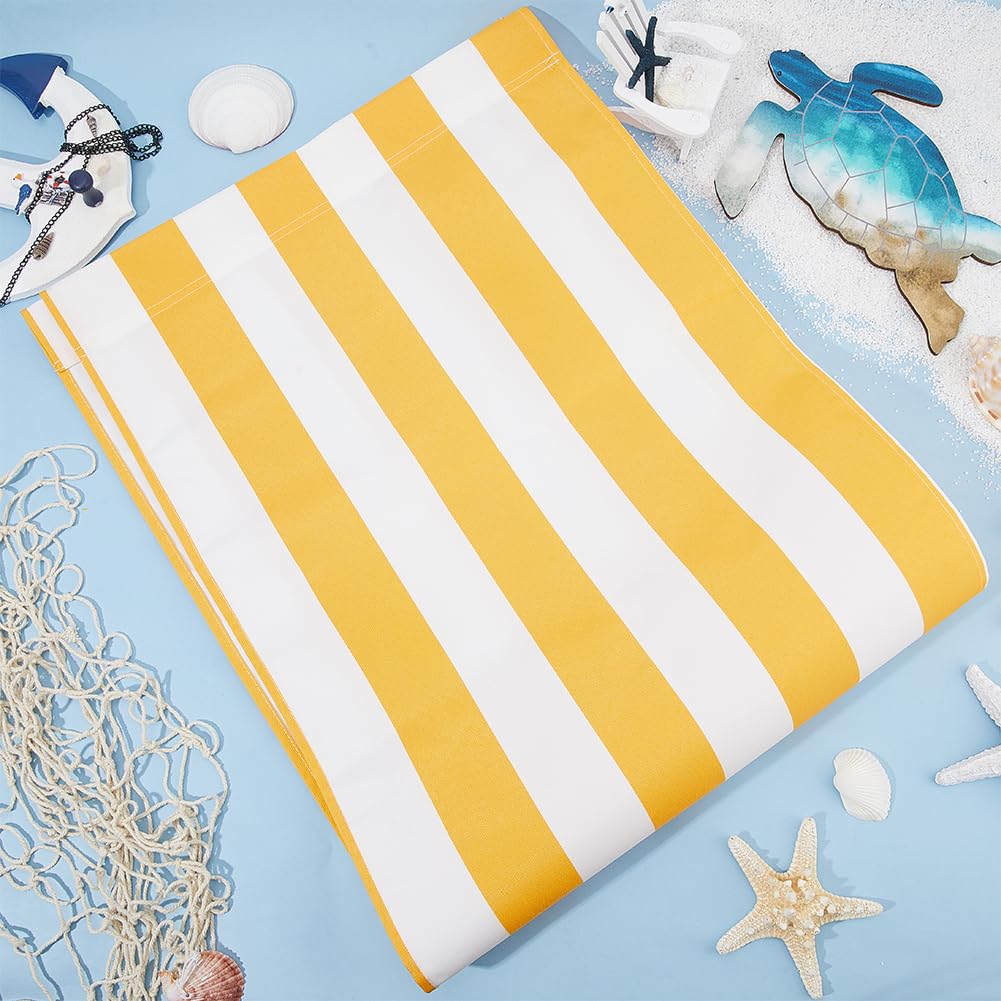 GORGECRAFT 44x17 Inch Beach Sling Chair Replacement Canvas - 1mm Thick Yellow & White Stripes Outdoor Lounge Chair Fabric - Durable Folding Patio Sling Chair for Sunbathing, Poolside, Garden, Courtyard, and Backyard Relaxation