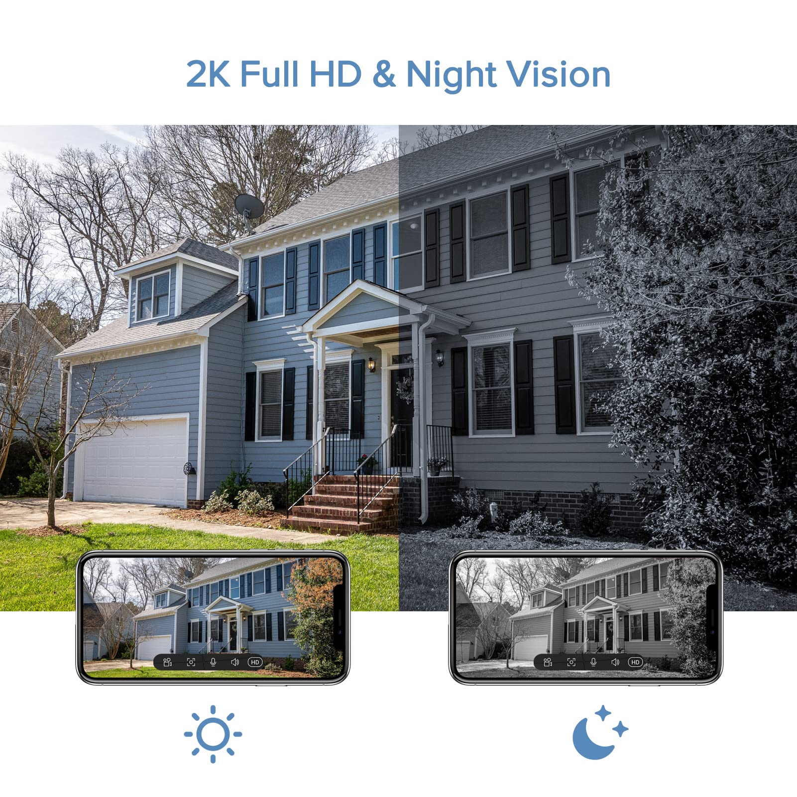 TMEZON Wireless Smart Video Doorbell Camera with Chime - 2K HD, Night Vision, PIR Motion Detection, Battery Powered, 2.4GHz WiFi - Ideal for Home Security & Front Door Monitoring