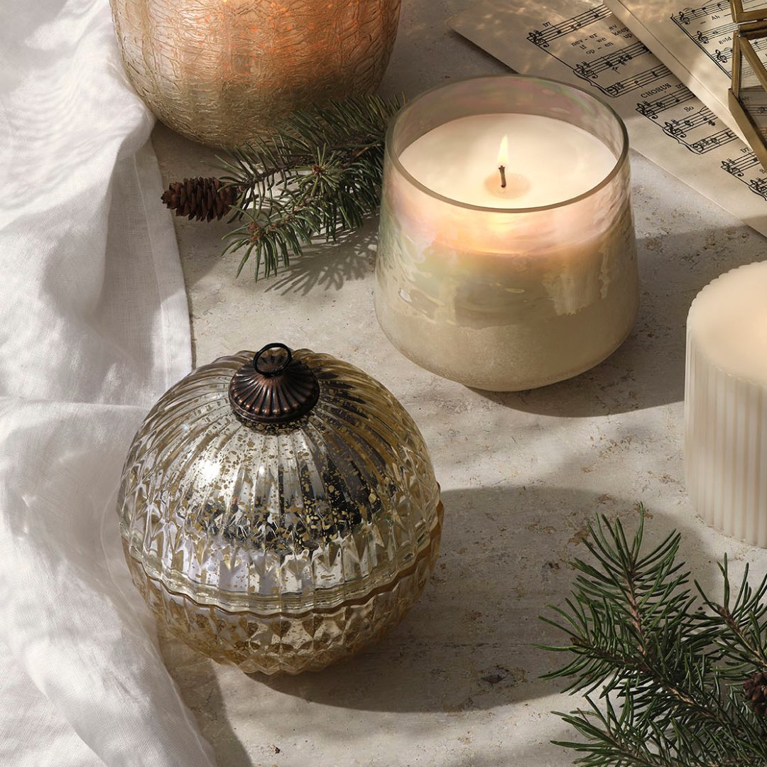 Winter White Mercury Glass Ornament Candle - Elegant Holiday Decor for Christmas Tree, Mantel & Tabletop - Perfect for Festive Home Decorating & Gift Giving