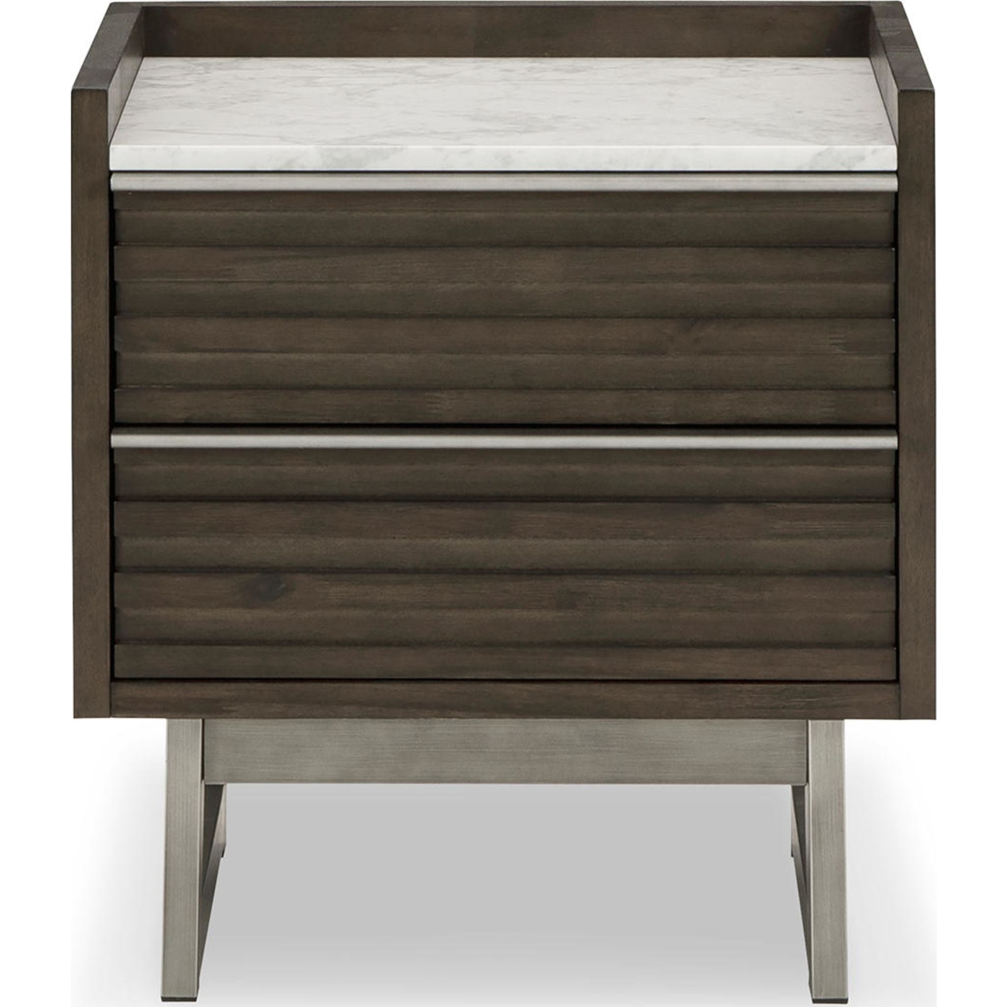 Arkenton Nightstand with Storage - Grayish Brown & White Finish - Perfect for Bedroom, Living Room, or Office