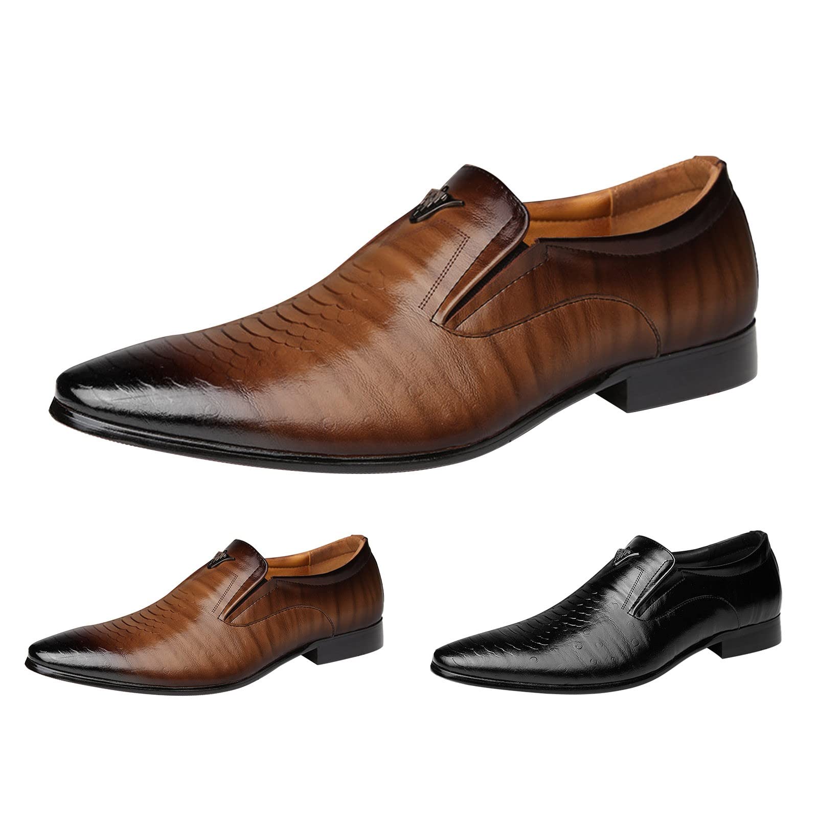 **Men's Classic Leather Slip-On Dress Shoes - Retro Oxford Loafers for Business, Wedding & Office Wear - Comfortable & Stylish Formal Footwear for Work & Special Occasions**