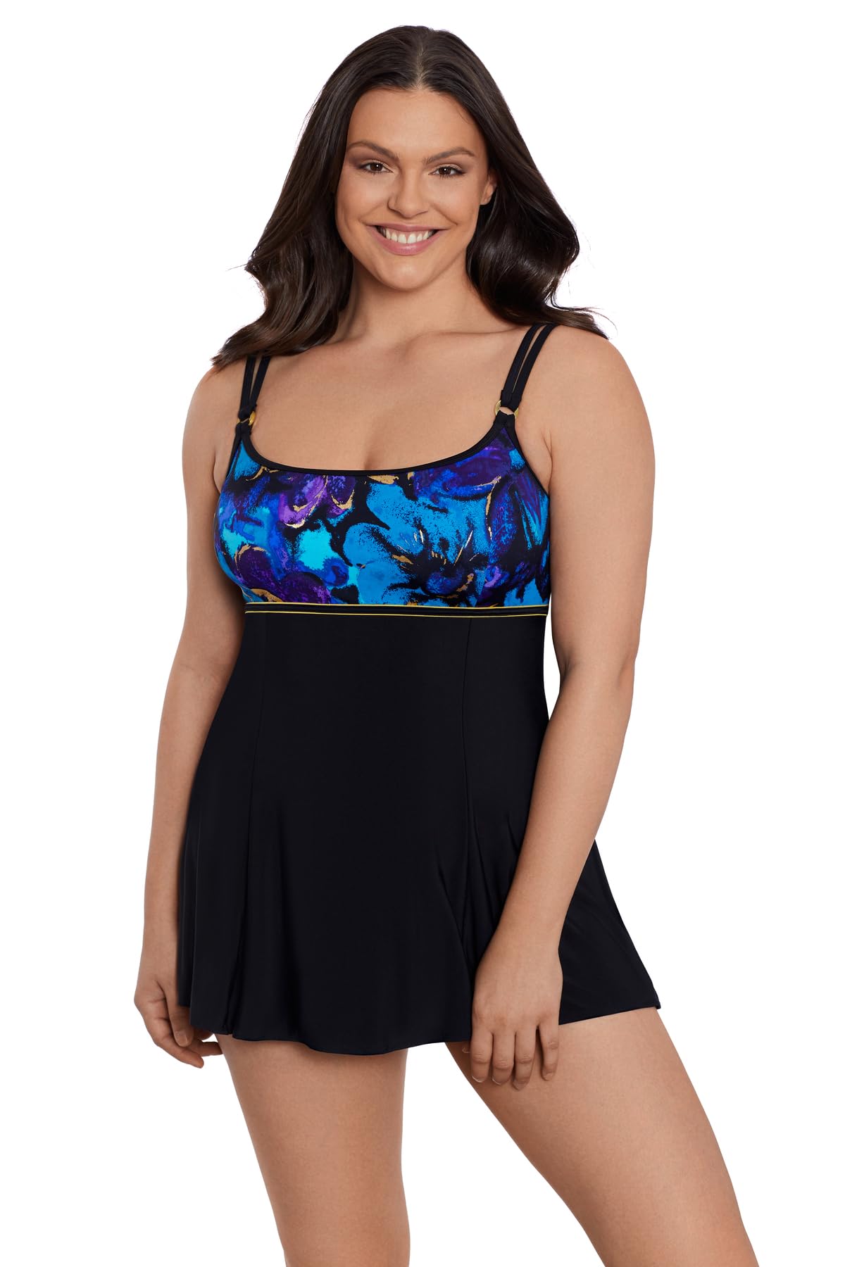 Longitude Women's One Piece Swimdress - Soft Cup Flyaway Swimwear for Beach, Pool & Vacation | Comfortable Bathing Suit with Skirted Bottom
