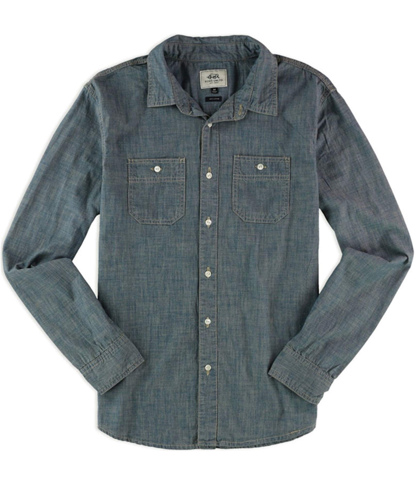 Ecko Unltd. Men's Chambray Button-Up Shirt | Casual Crew Wash Denim Shirt for Men | Perfect for Office, Date Night & Outdoor Activities
