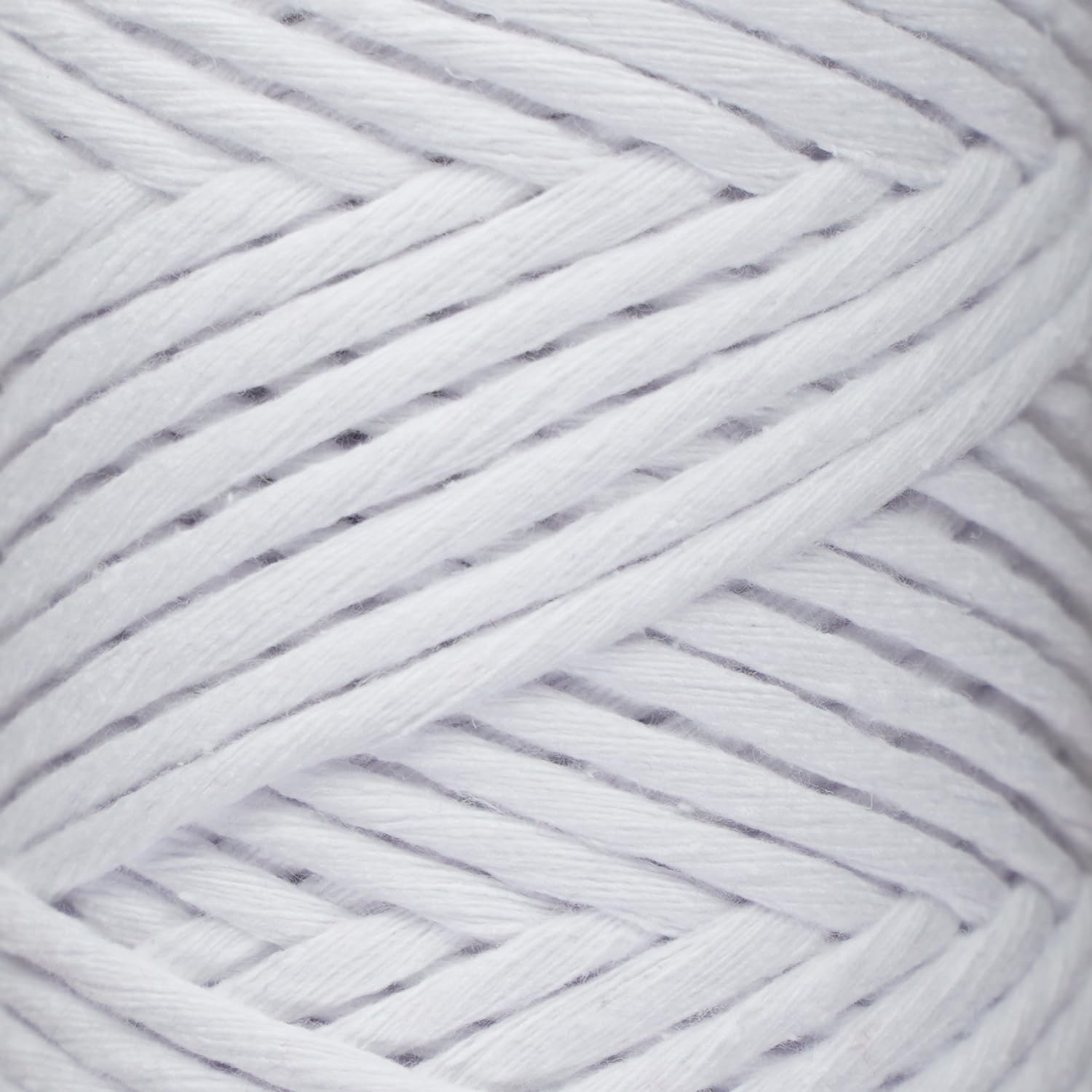 Makromecity 3mm Single Strand Macrame Cord - 100 Yards (300 Feet) White Twisted Cotton Rope for Wall Hangings, Plant Hangers, Jewelry Making | Eco-Friendly Recycled Cotton Yarn for DIY Crafts & Home Decor