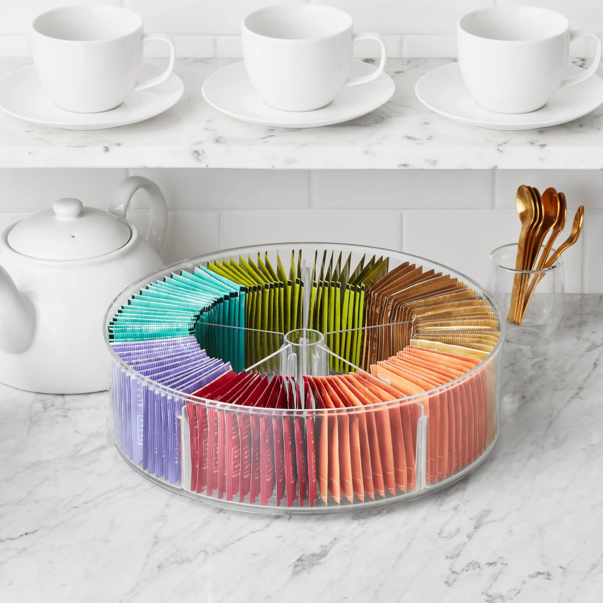 The Home Edit High Wall Turntable - 360° Rotating Spice Rack Organizer for Kitchen, Bathroom & Pantry - Space Saving Storage Solution for Spices, Cosmetics & Small Items