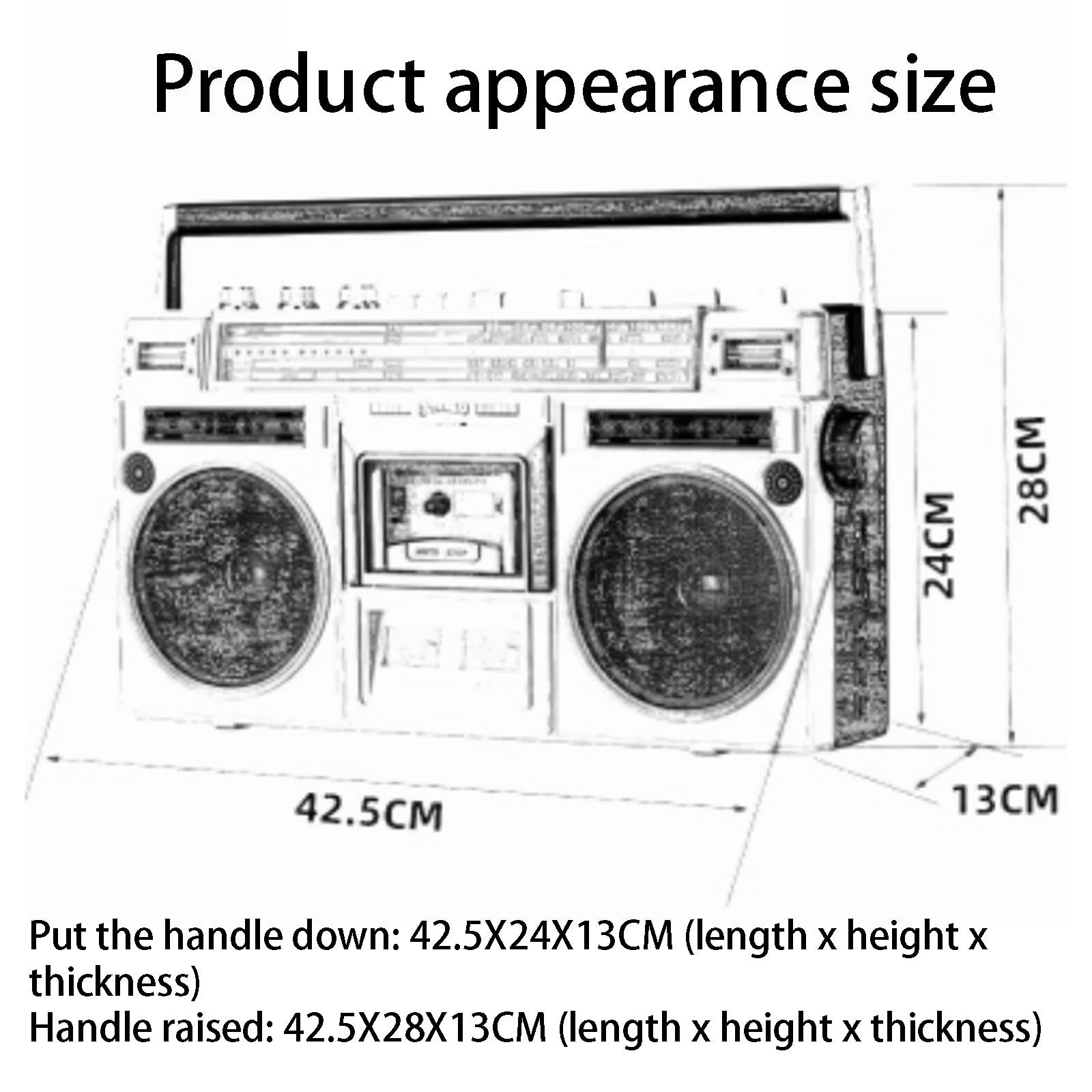 Retro 80s Style Portable CD Player Boombox with Cassette, FM Radio, SD/USB Input & 2 Speakers - 10M Transmission - Perfect for Home Parties, Outdoor Picnics & Travel