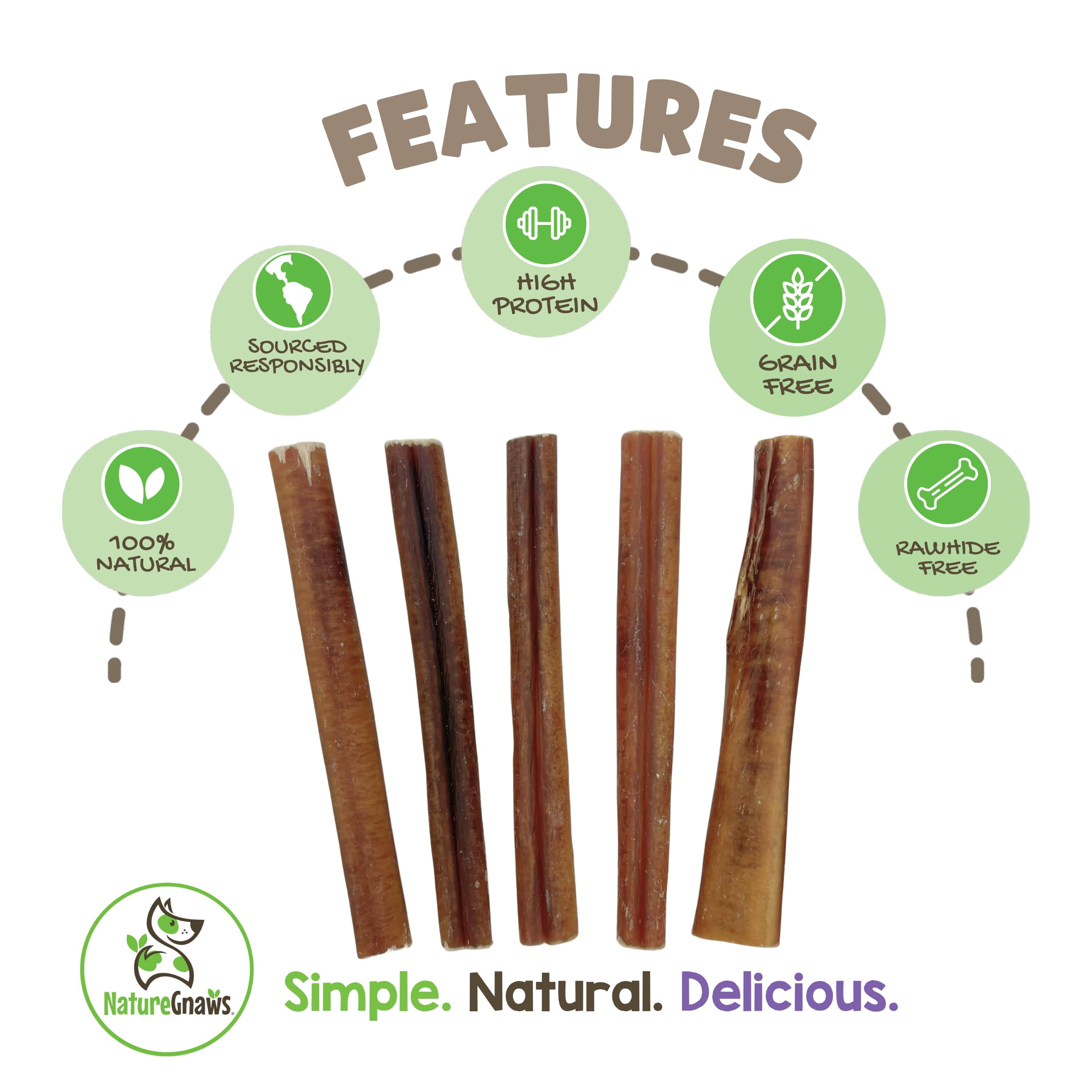 Nature Gnaws Large Bully Sticks for Dogs 5-6