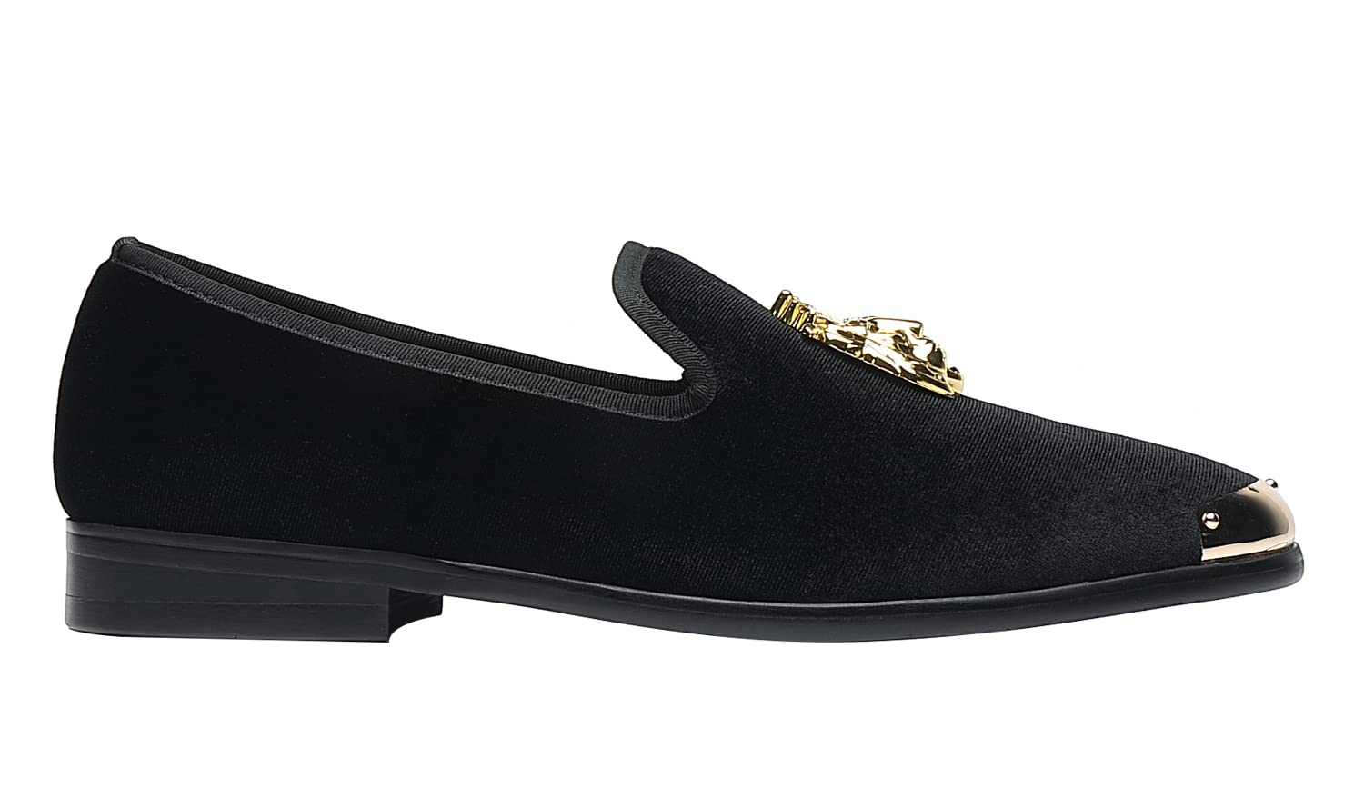 Luxury Men's Velvet Loafers with Gold Buckle - Formal Party Prom Shoes for Weddings, Dances & Special Events