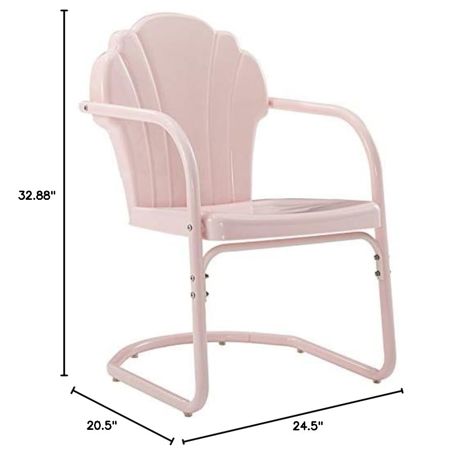 Pastel Pink Gloss Steel Outdoor Chairs (Set of 2) - Weather-Resistant Metal Patio Furniture for Garden, Poolside & Backyard Relaxation