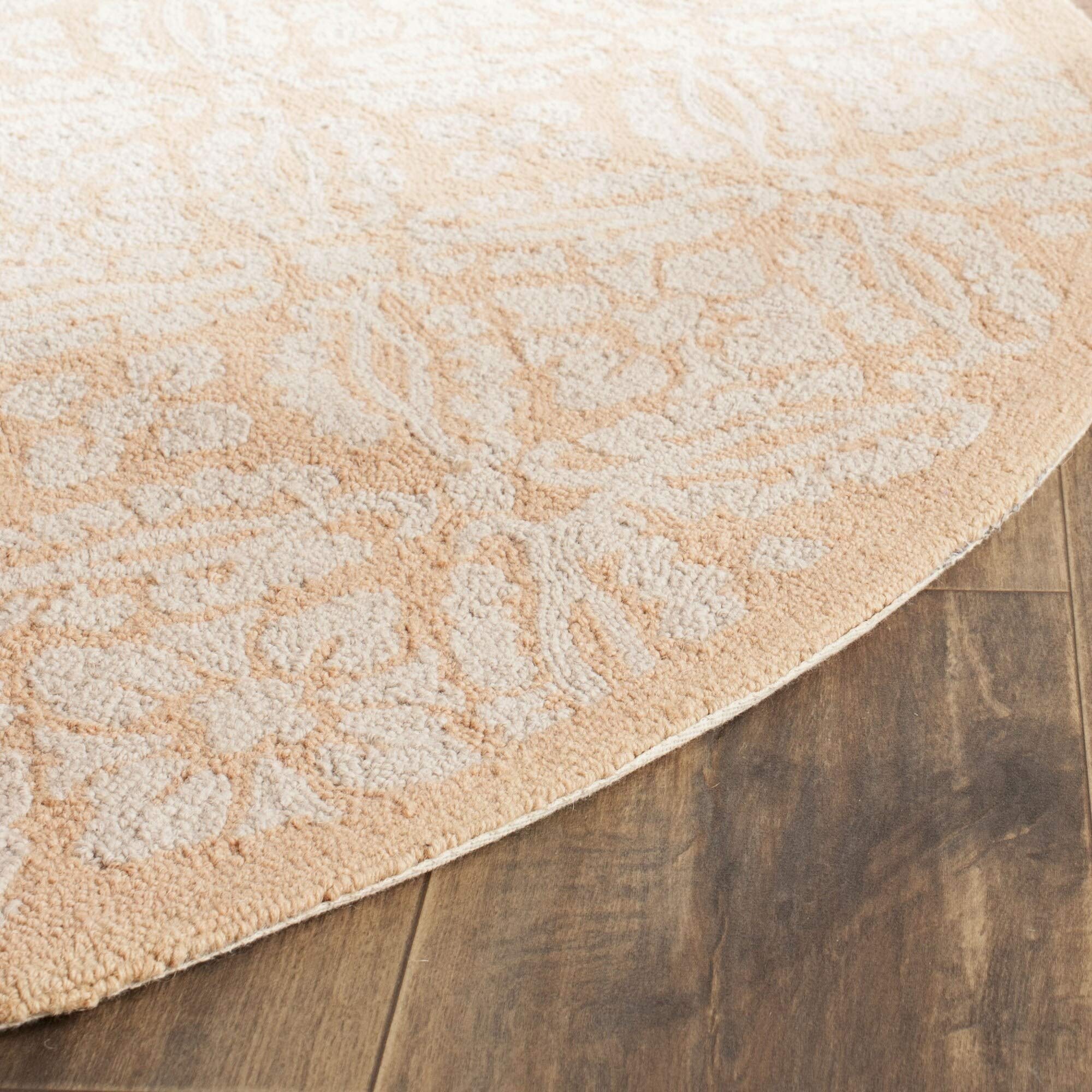 SAFAVIEH Chelsea Collection 8' Round Blush Pink HK723C Hand-Hooked French Country Wool Area Rug - Perfect for Living Room, Bedroom & Farmhouse Decor