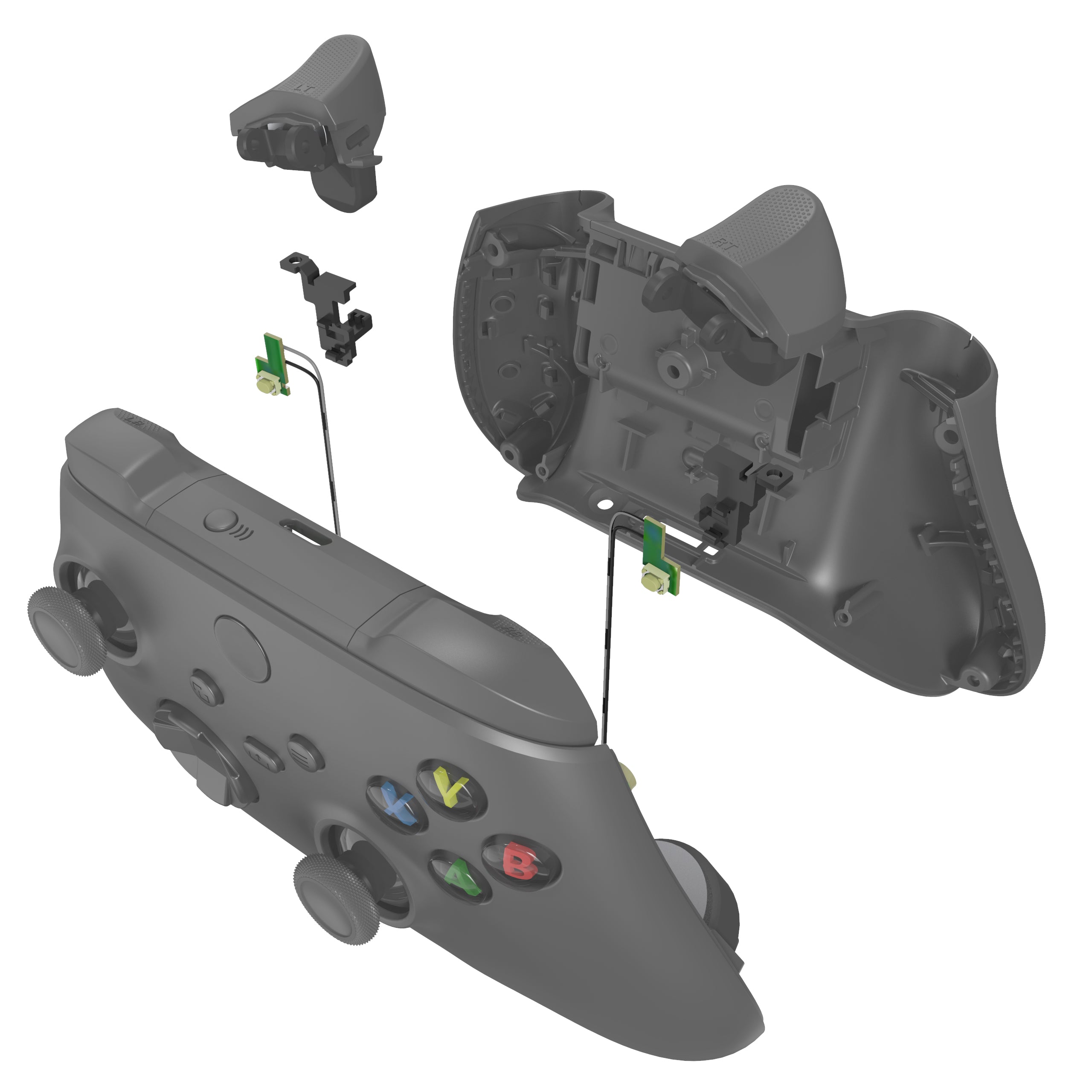 eXtremeRate Clicky Hair Trigger Kit for Xbox Series X/S Controller - LT RT Shoulder Buttons & Flashshot Trigger Stop Flex Cable (Model 1914 X3MD001) - Enhance Gaming Performance for FPS & Competitive Play