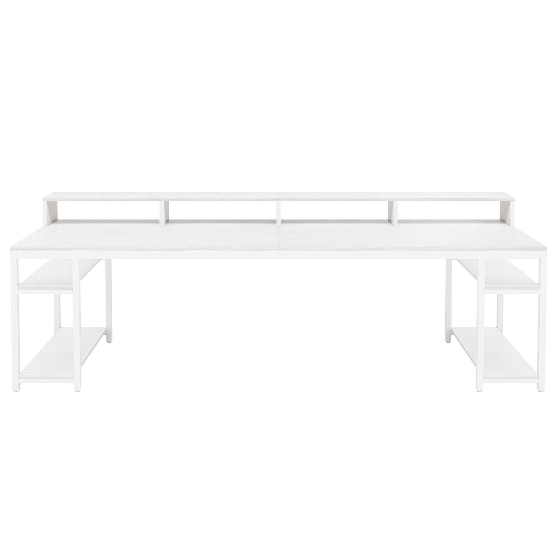 Two Person Desk - 78.7 Inch Large Computer Desk with Monitor Stand & 4 Open Shelves for Home Office, Gaming Setup, and Workspace Organization