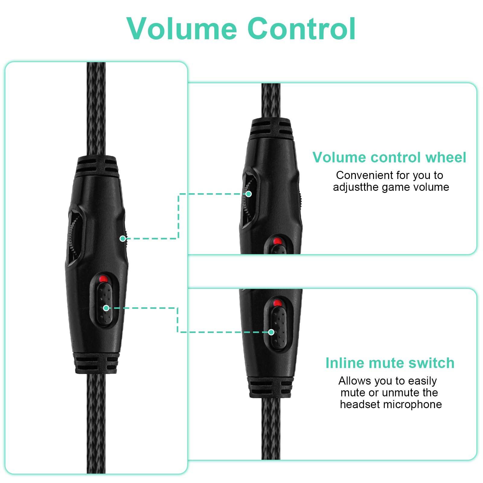 Kingston Cloud Alpha Replacement Audio Cable with Mute & Volume Control - Compatible with Cloud Alpha, Cloud Mix, Cloud Flight, Alpha S & Logitech G633/G933 Gaming Headsets - Durable Black Cord for PC, PS4, Xbox Gaming & Streaming